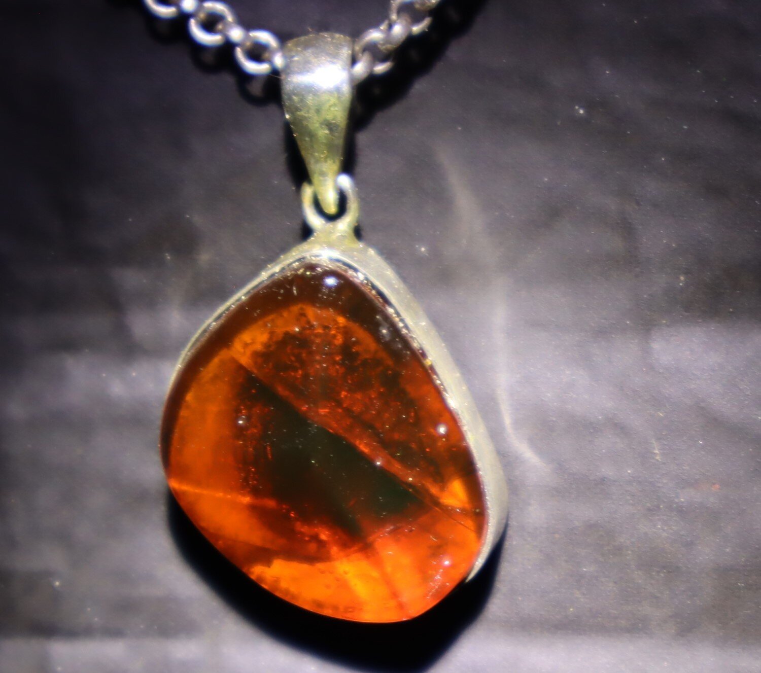 Beautiful Natural Clear Yellow Orange Amber .925 Sterling Silver Pendant 33mm – photo 5