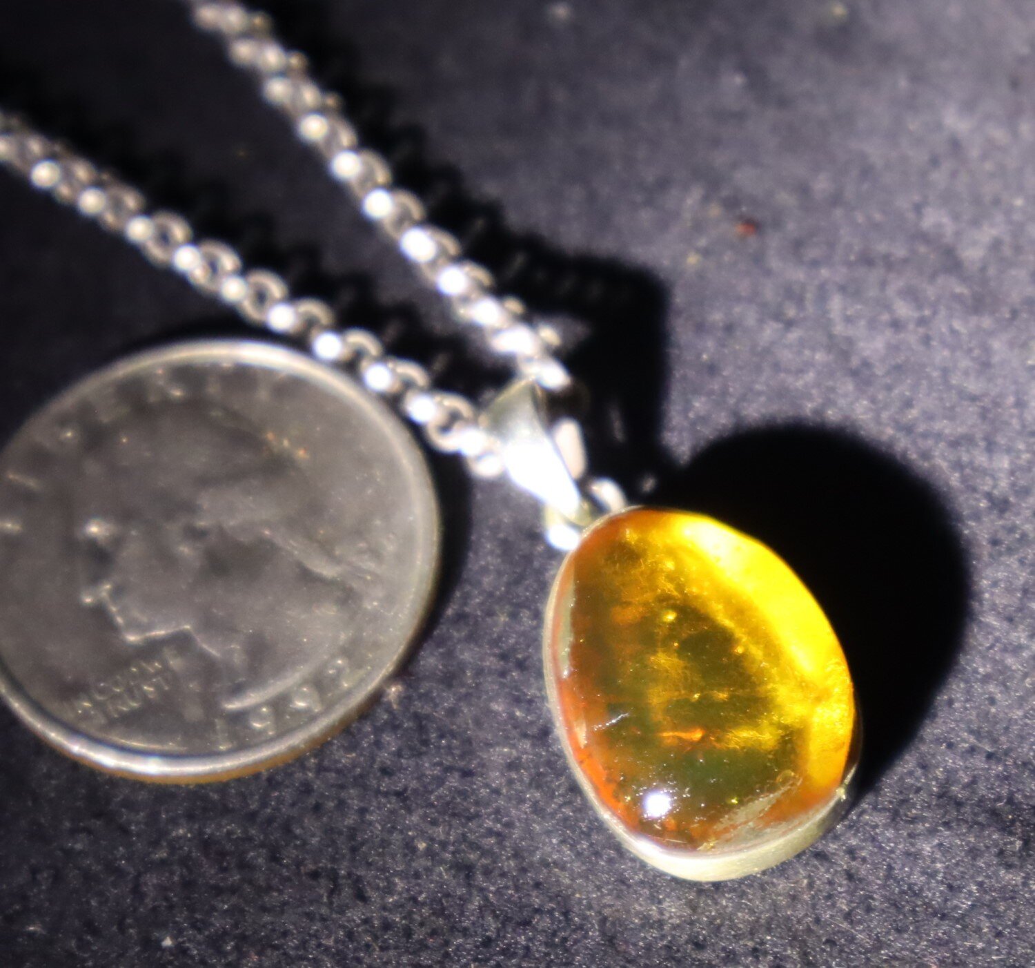 Beautiful Natural Clear Orange Amber .925 Sterling Silver Pendant 28mm – photo 6