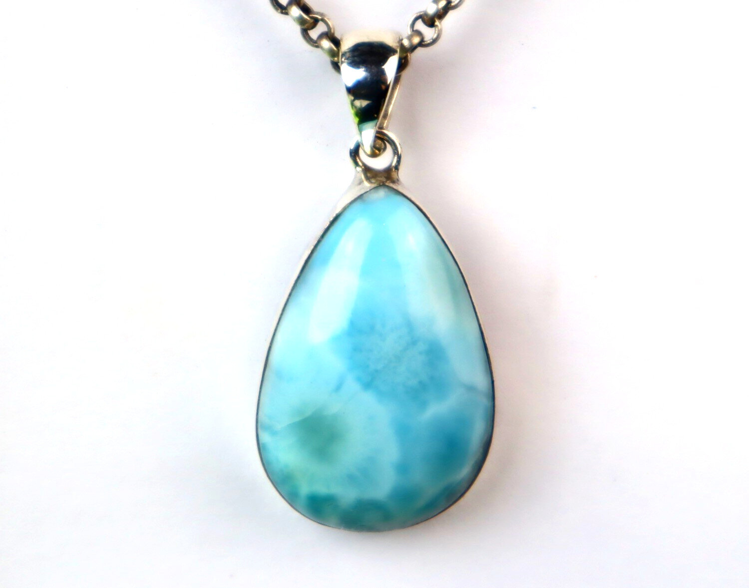Impressive Natural Sky Blue Larimar .925 Sterling Silver Pendant 36mm – photo 5