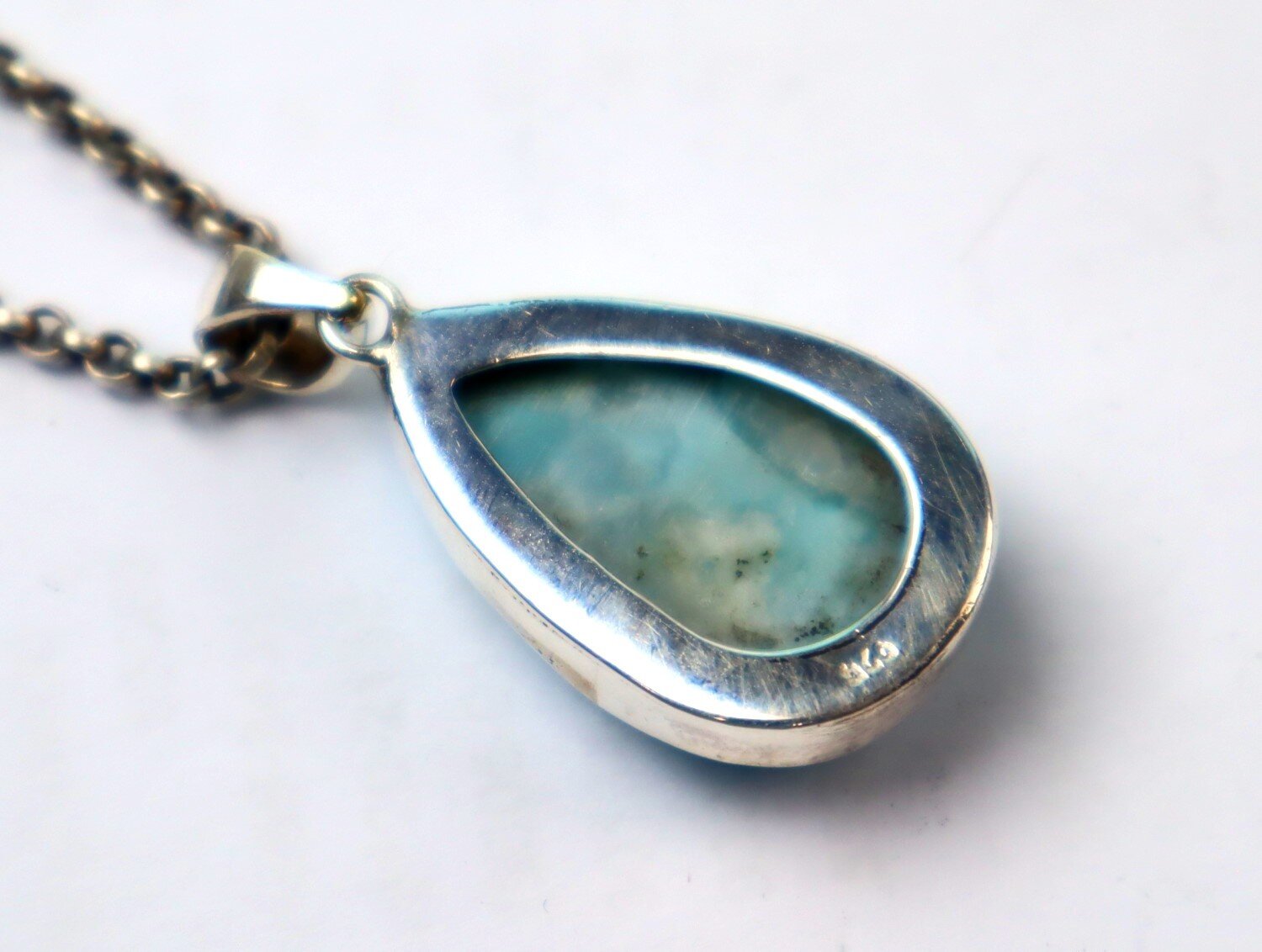 Impressive Natural Sky Blue Larimar .925 Sterling Silver Pendant 36mm – photo 7