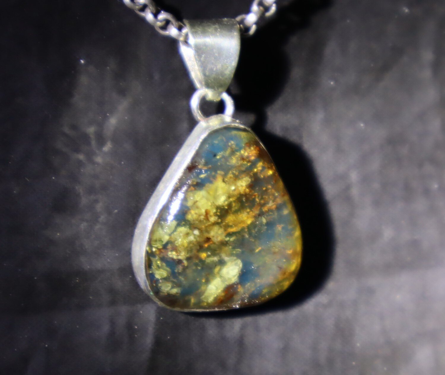 Impressive Natural Translucent Ocean Blue Amber 925 Sterling Silver Pendant 32mm – photo 9