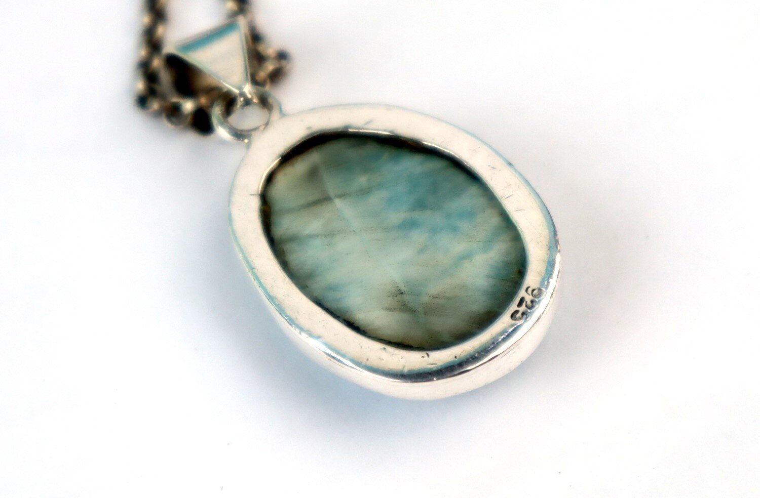 Impressive Natural Sky Blue Larimar .925 Sterling Silver Pendant 40mm – photo 10