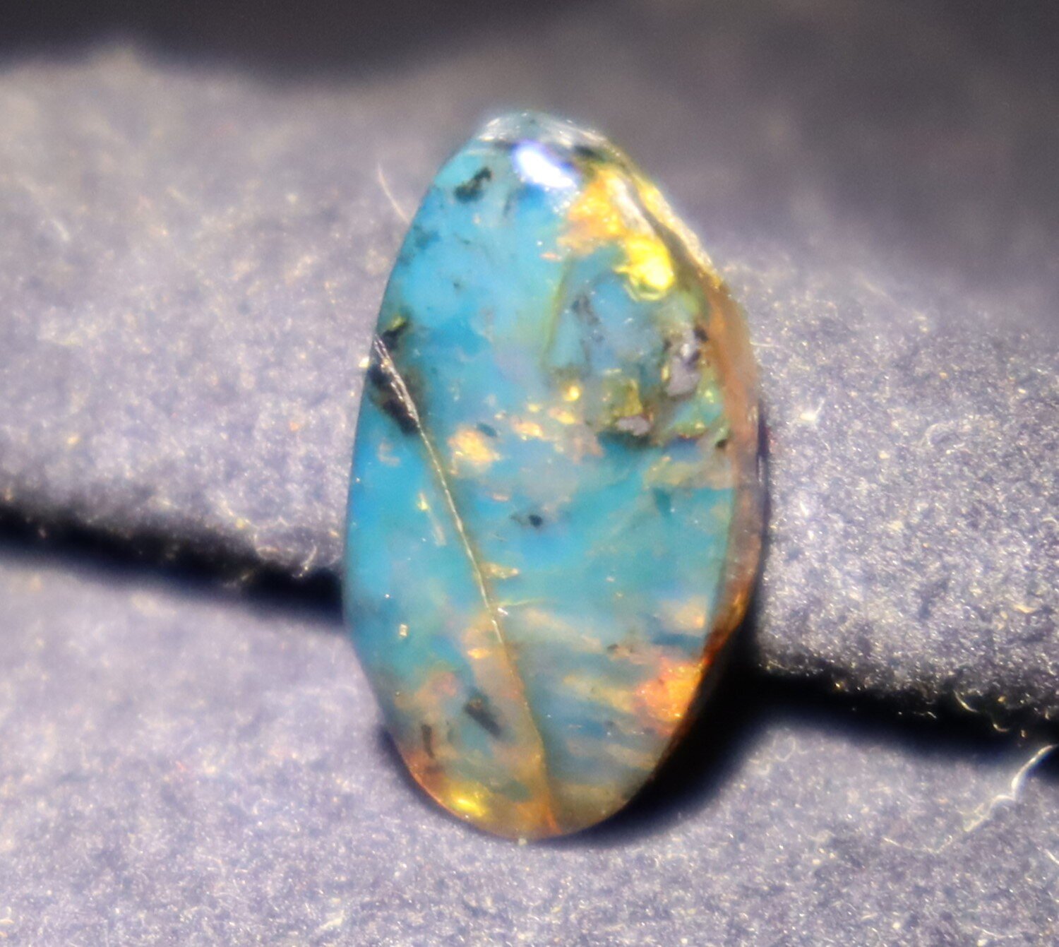 Lovely Natural Dominic. Translucent Deep Blue Amber Polished Cabochon Stone 17mm – photo 4