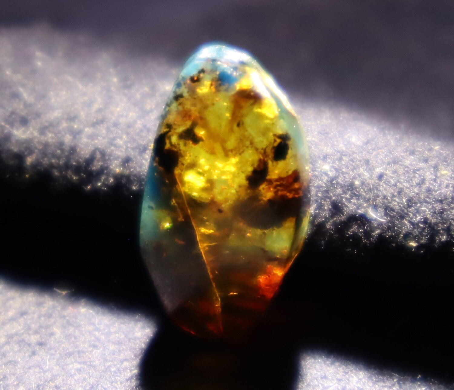 Lovely Natural Dominic. Translucent Deep Blue Amber Polished Cabochon Stone 17mm – photo 5