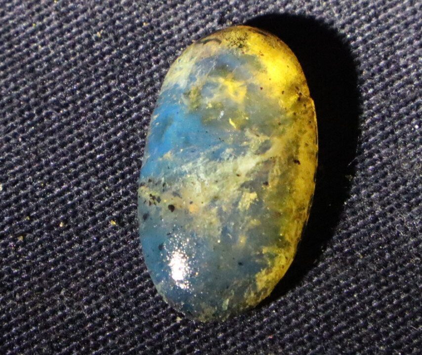 Natural Dominican Yellow Blue Amber Polished Oval Stone Cabochon 22mm – photo 3