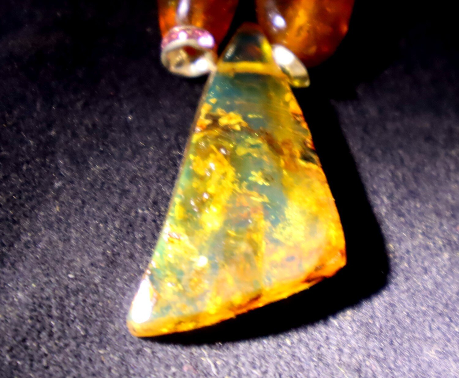 Magnificent Natural Clear Ocean Blue Amber .925 Sterling Silver Necklace 21inch – photo 4
