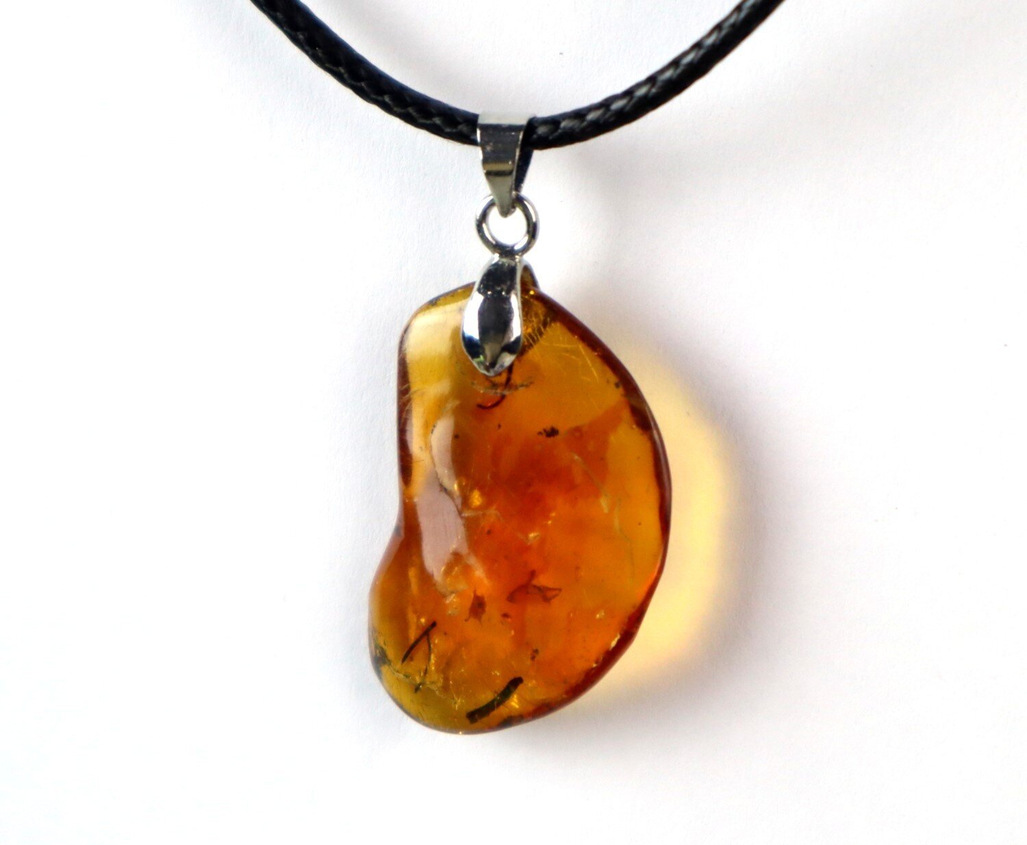 Charming Design Natural Clear Orange Amber Fossil inclusion Necklace adjustable – photo 6
