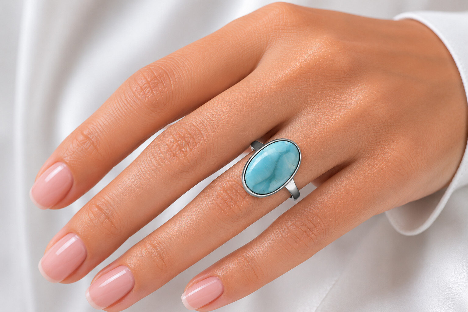 Genuine Dominican Blue Larimar Oval Unique Gift 925 Sterling Silver Ring US#10 – photo 4