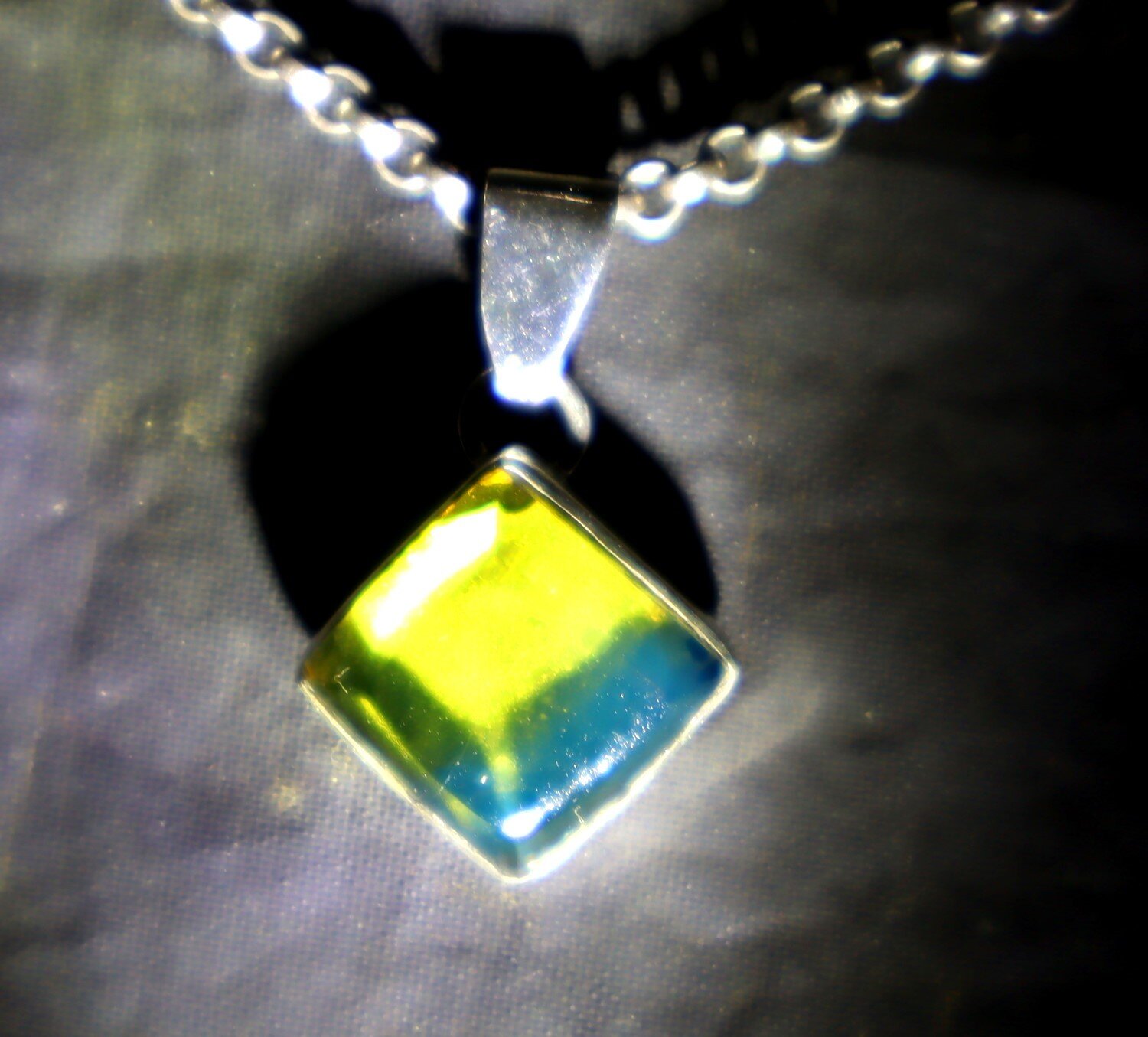 Elegant Fine Green Blue Amber 925 Sterling Silver Square Pendant 26mm – photo 5