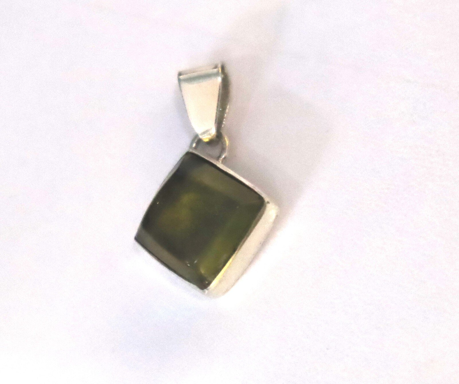 Elegant Fine Green Blue Amber 925 Sterling Silver Square Pendant 26mm – photo 8