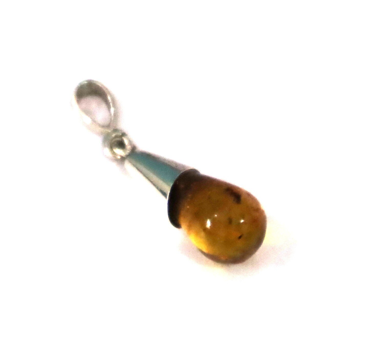 Polished Statement Deep Green Amber 925 Sterling Silver Teardrop Pendant 35mm – photo 7