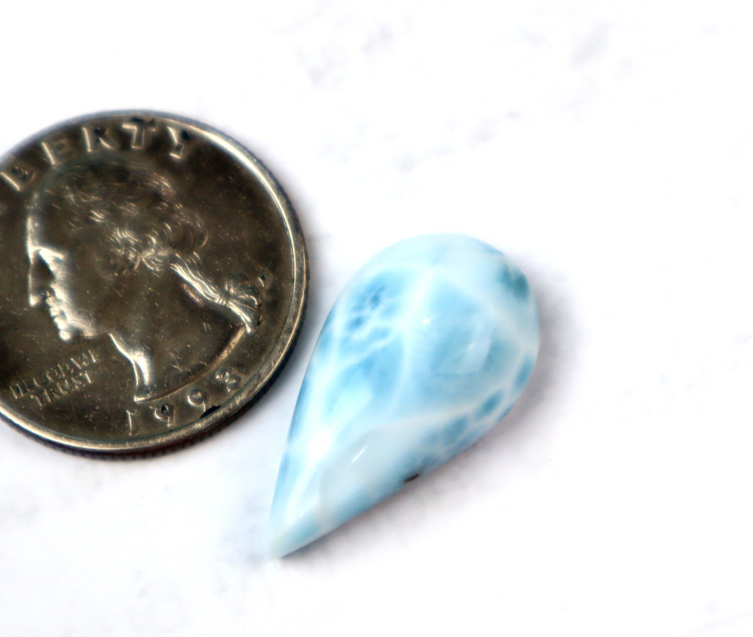 Excellent Natural Sky Blue Larimar Cabochon 25mm – photo 3