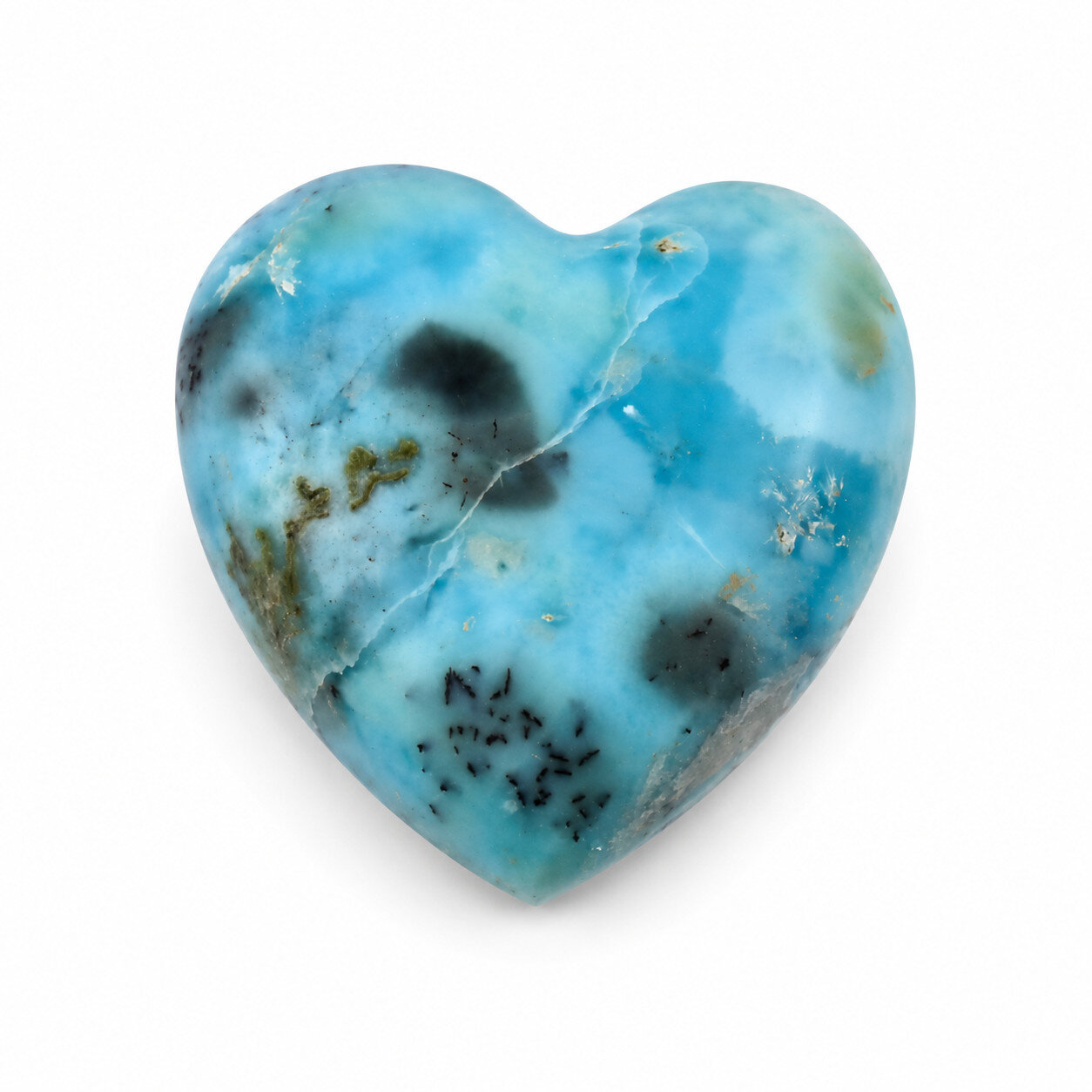 Biggest 38mm Beautiful Ocean Blue Larimar Heart Cabochon