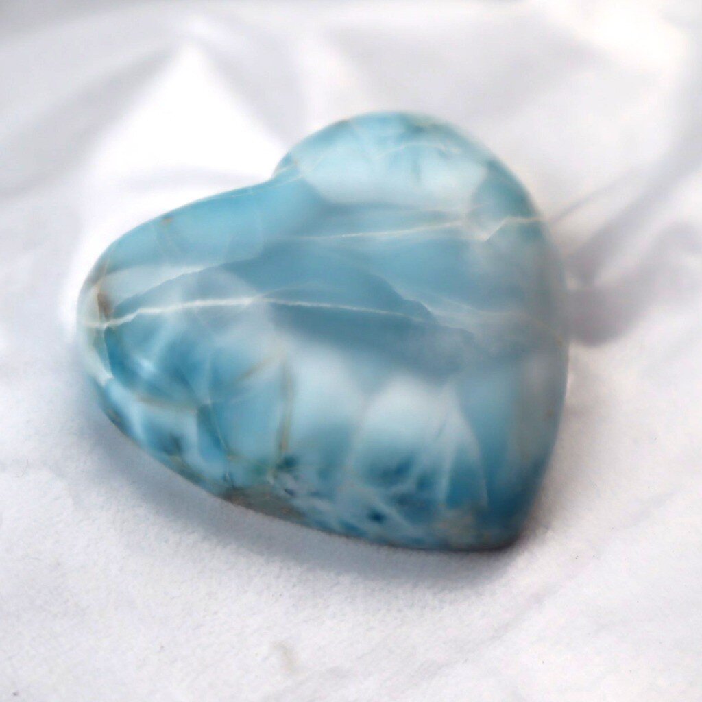 Genuine Beautiful Sky Blue Larimar Heart Cabochon 35mm – photo 3