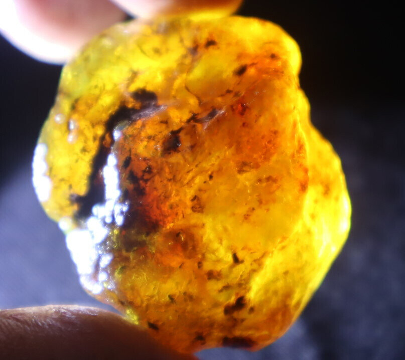 Excellent Dominican Crystal Clear Orange Blue Amber Rough Specimen 40mm 16.3g – photo 13