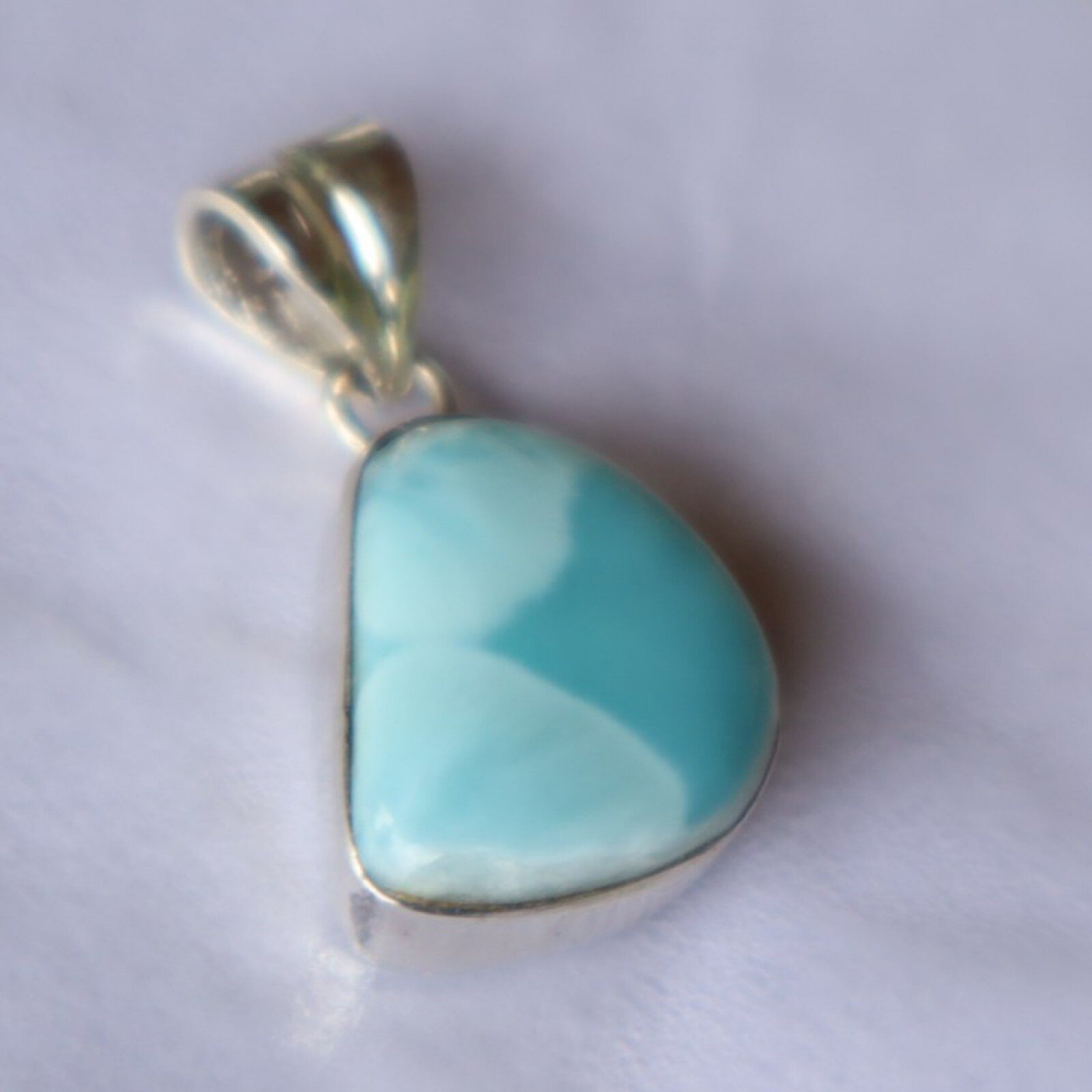 Perfect Blue Larimar Sky 925 Sterling Silver Freeform Pendant 28mm 5.2g – photo 6