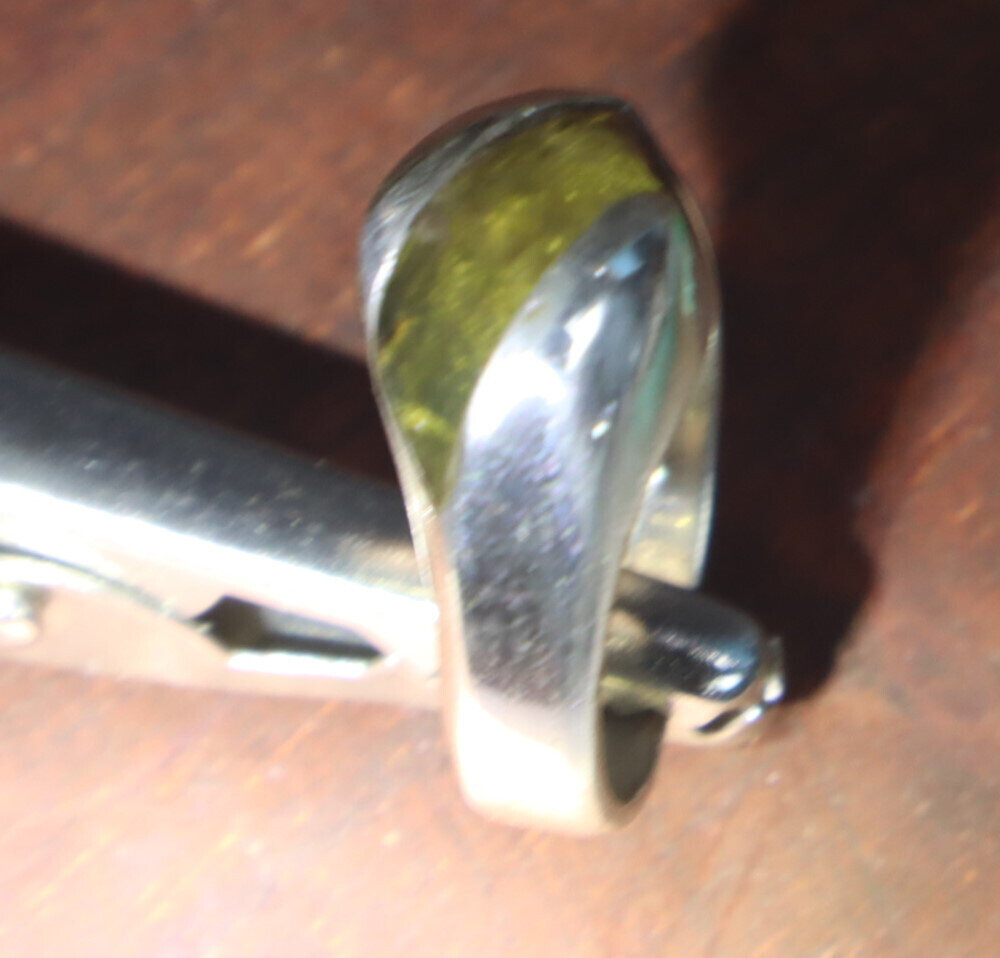 Beautiful Natural Clear Light Green Amber .925 Sterling Silver Ring #6.5 – photo 3