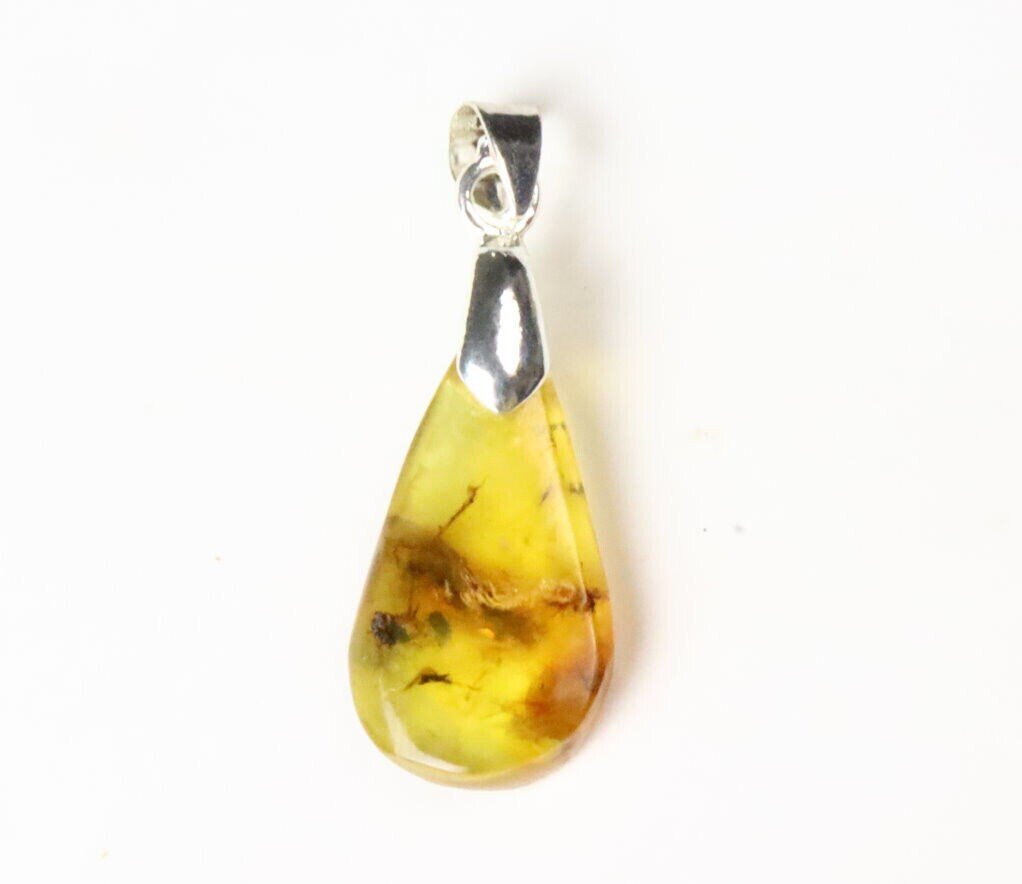 Exquisite Authentic Natural Dominican Clear Yellow Blue Amber Pendant 38mm – photo 5