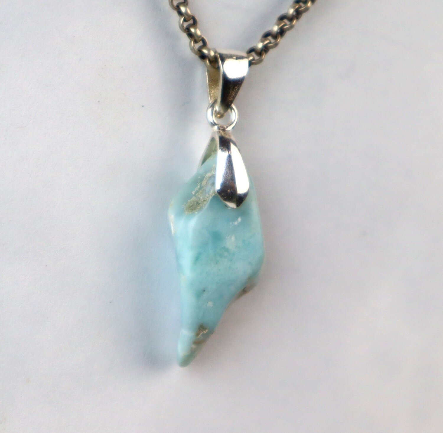 Genuine Dominican Blue Larimar Unique 925 Sterling Silver Pendant 1.5 Inch 7.9g – photo 6