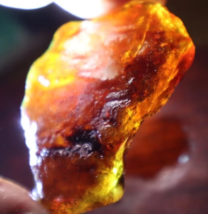 Fine Natural Dominican Crystal Clear Orange Green Amber Rough Specimen 54mm 15g – photo 11