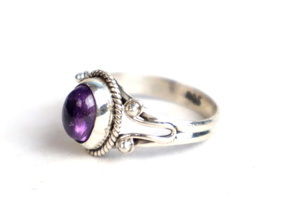 Natural Clear Deep Purple Amethyst .925 Sterling Silver Ring #6.5 – photo 7