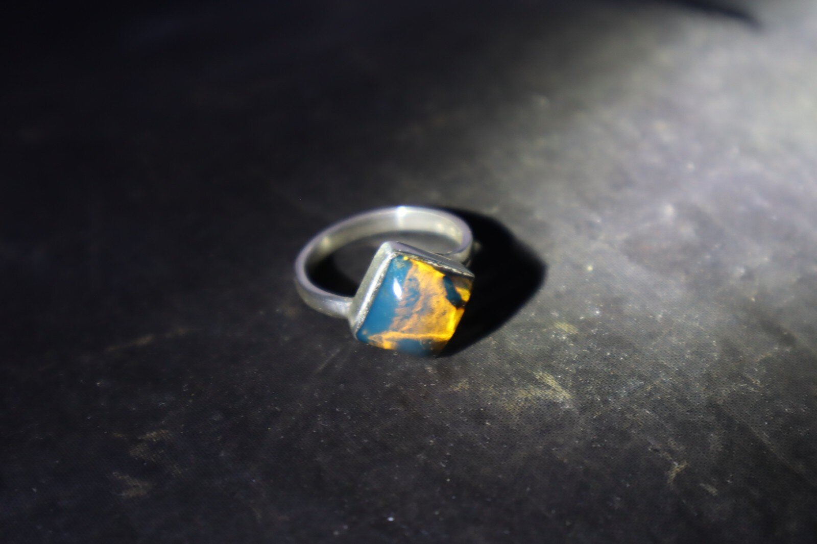 Gift Genuine Blue Amber 925 Sterling Silver Square Ring US#8.25 – photo 9