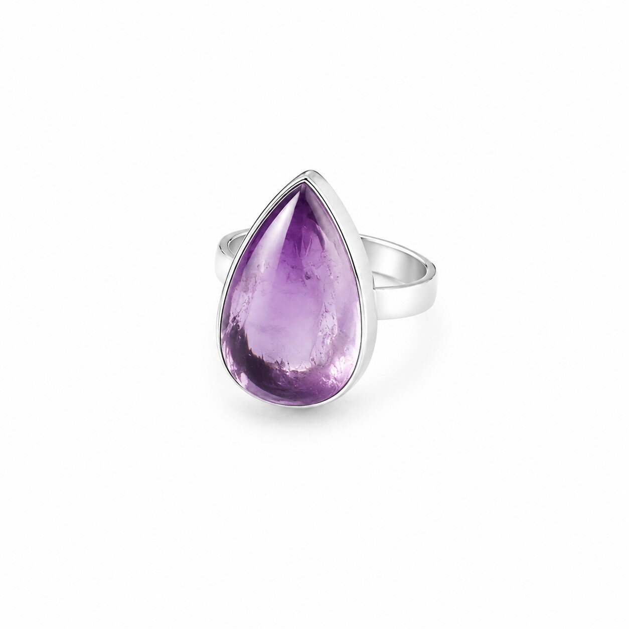 Elegant Fine Purple Amethyst 925 Sterling Silver Teardrop Ring US#7 3/4 – photo 3