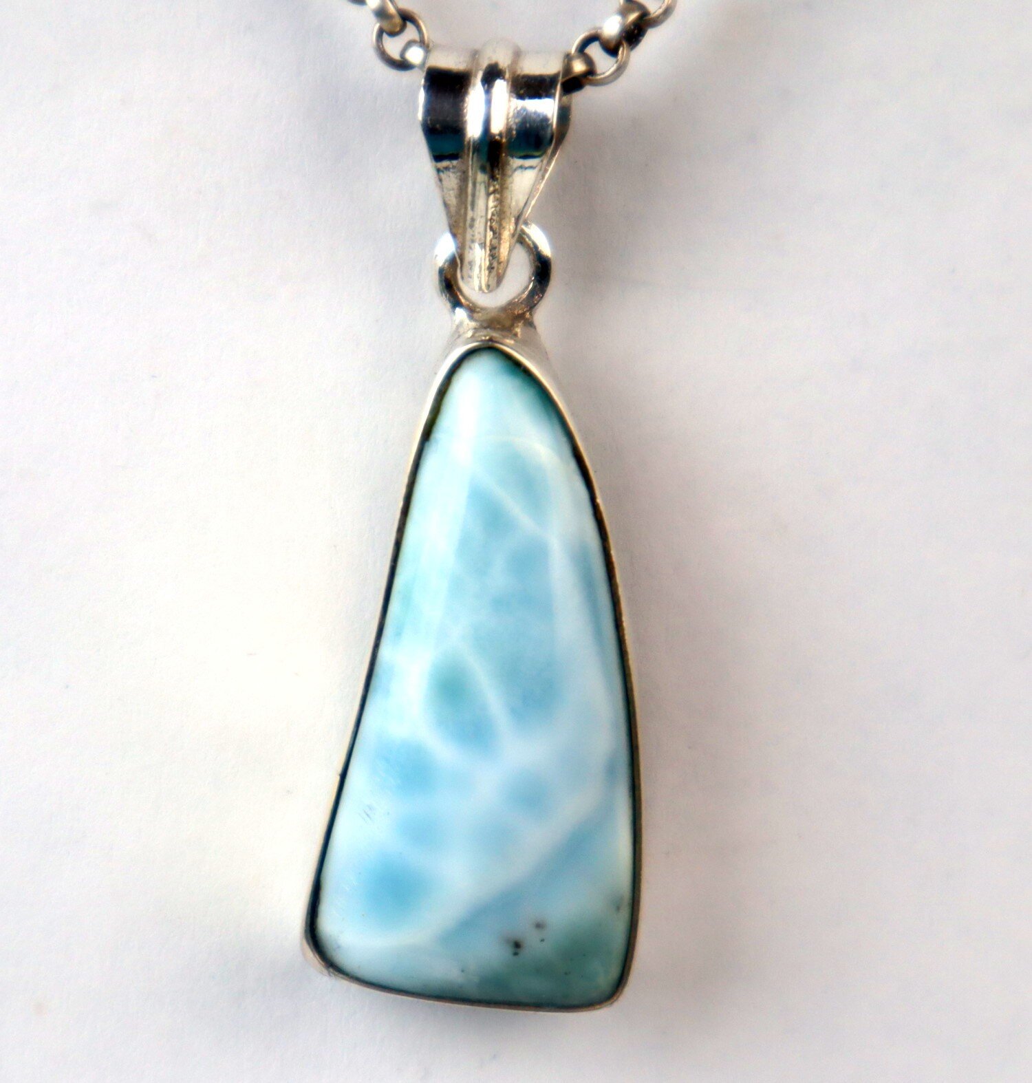 Gift Genuine Sky Blue Larimar 925 Sterling Silver Pendant 41mm – photo 4