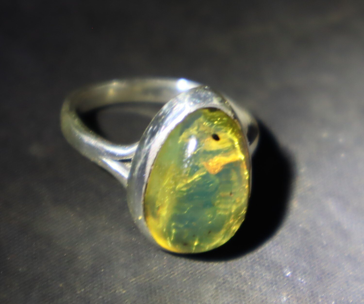 Beautiful Natural Clear Light Green Amber 925 Sterling Silver Ring free resizing – photo 12