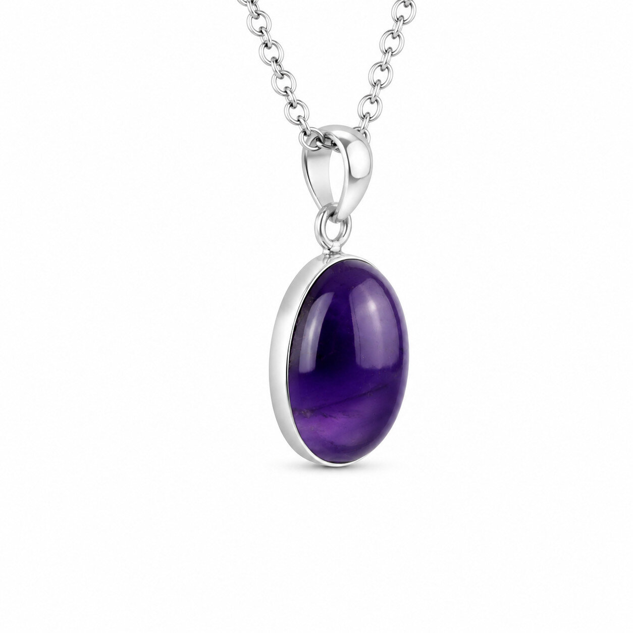 Gift Genuine Purple Amethyst 925 Sterling Silver Oval Pendant 41mm – photo 3