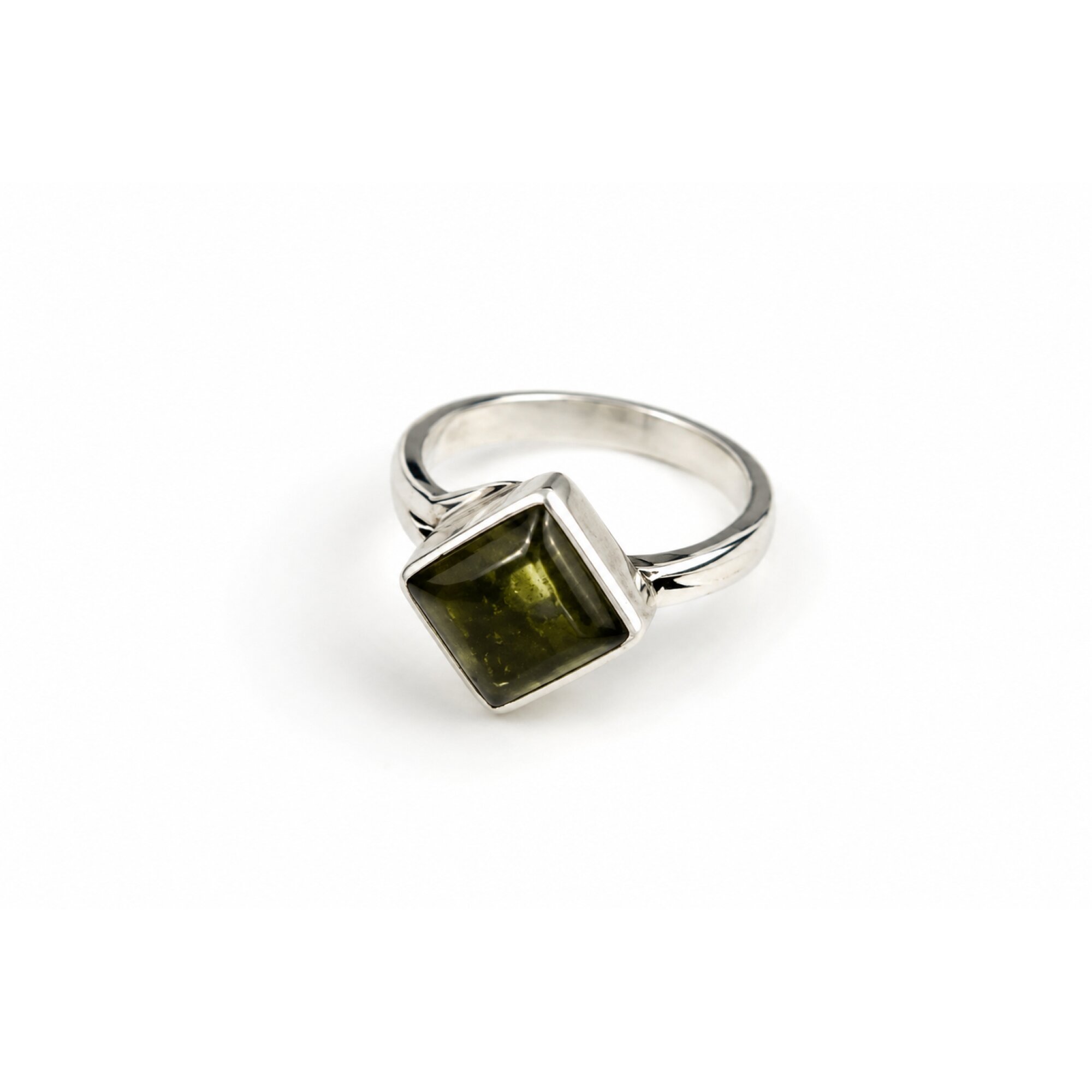 Untreated Green Orange Dominican Amber 925 Sterling Silver Clear Oval Ring #5.5 – photo 3