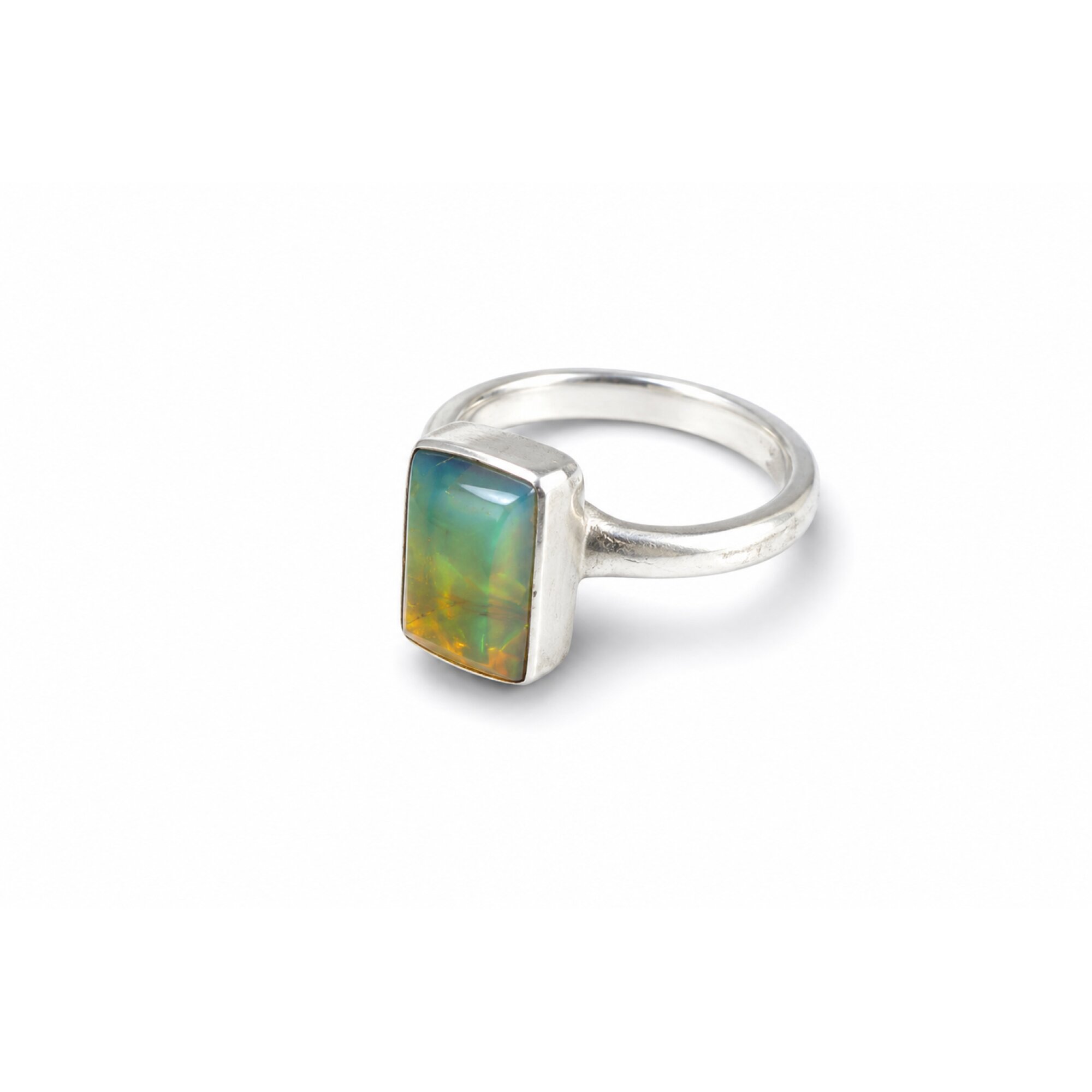 Island Crafted Turquoise Blue Dominican Amber 925 Sterling Silver Clear Rectangular Ring – photo 3