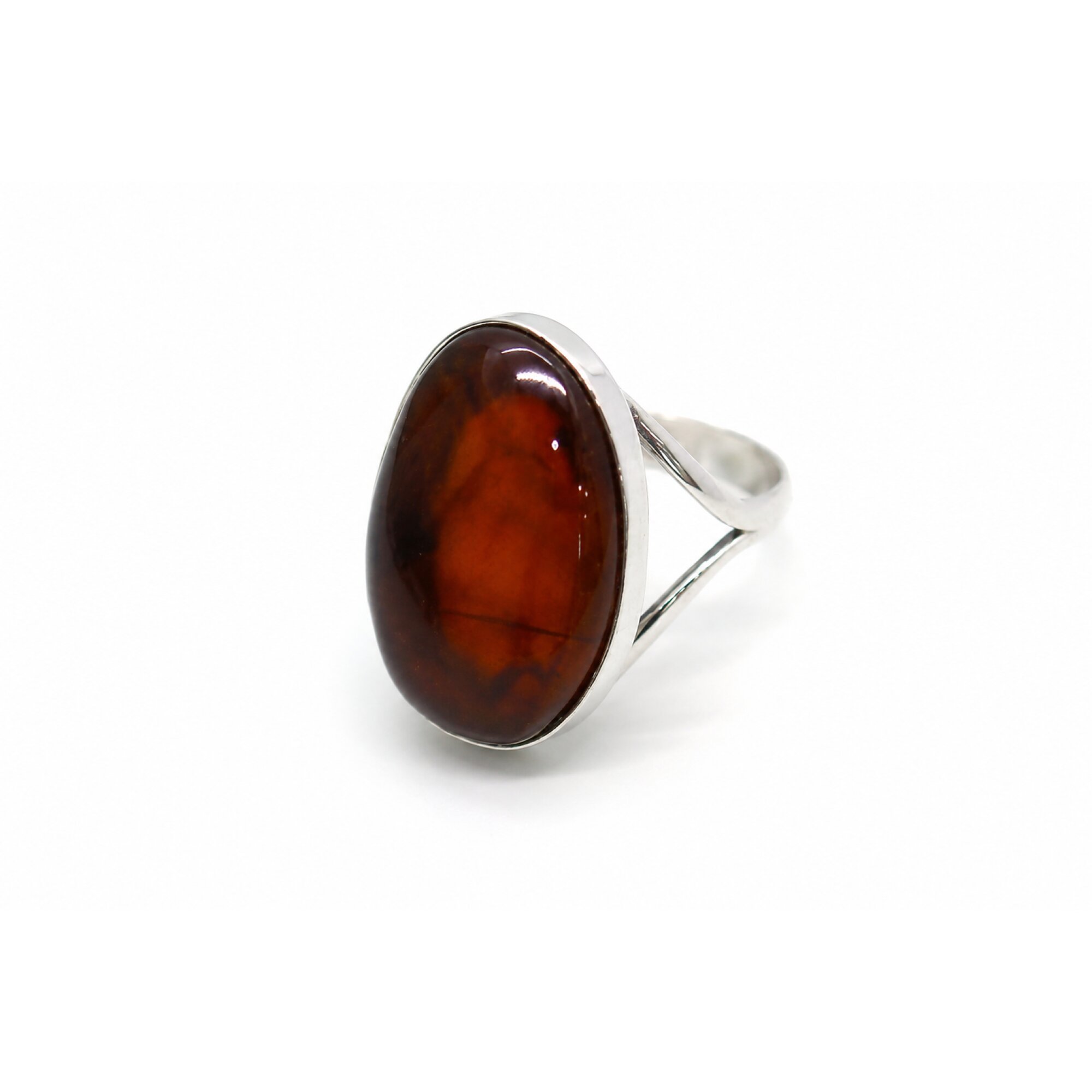 Handmade Clear Orange Brown Dominican Amber 925 Sterling Silver Ring #6.25 – photo 4
