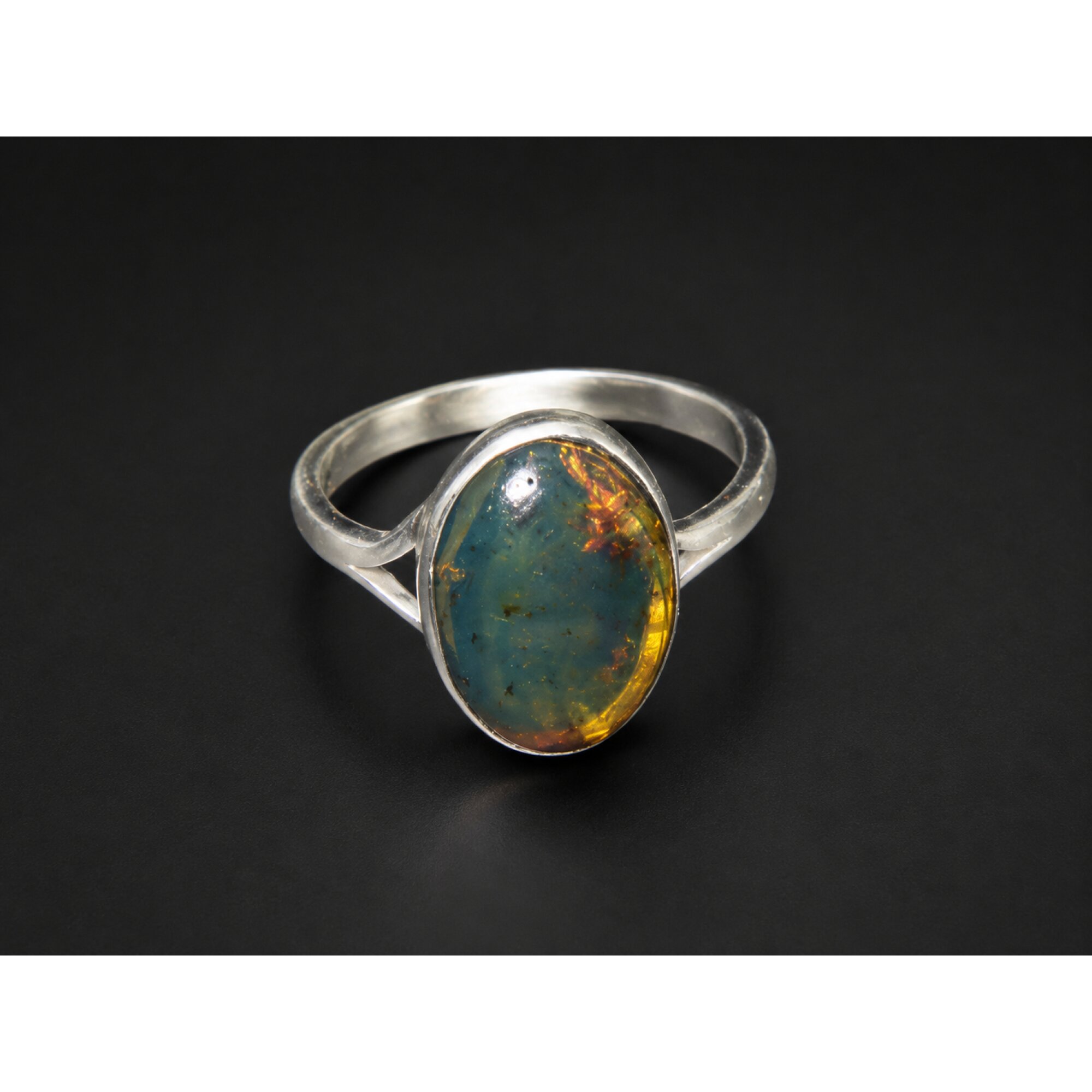 Carefully Handmade Clear Light Blue Dominican Amber 925 Sterling Silver Ring #6.25 – photo 3