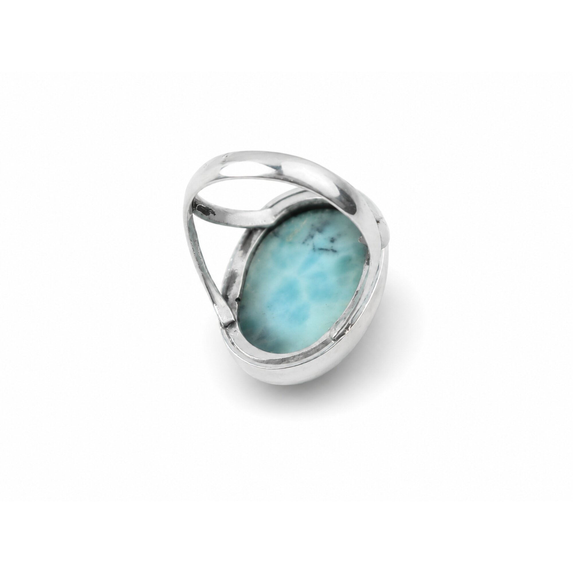 Traditional Craftsmanship Sky Blue Larimar 925 Sterling Silver Ring #8.5 – photo 3
