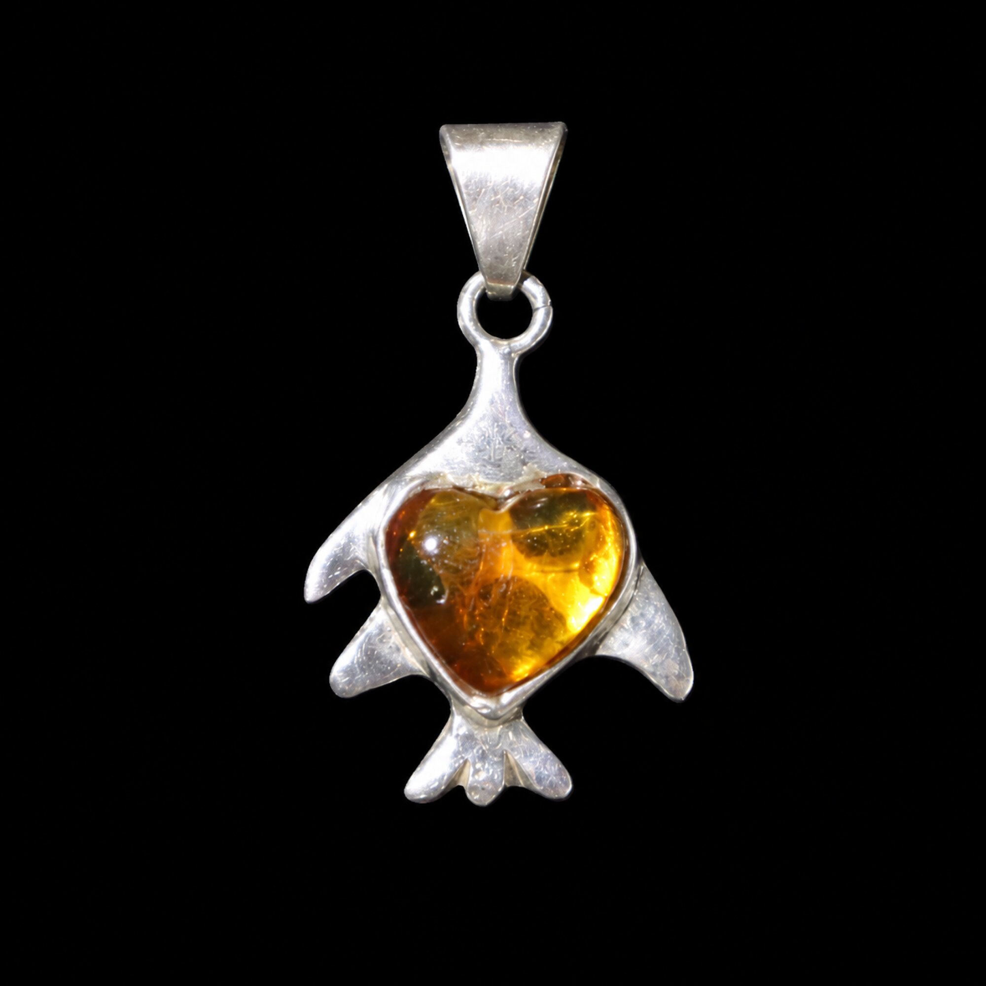 Naturally Beautiful Clear Yellow Dominican Amber 925 Sterling Silver Pendant 38mm – photo 4