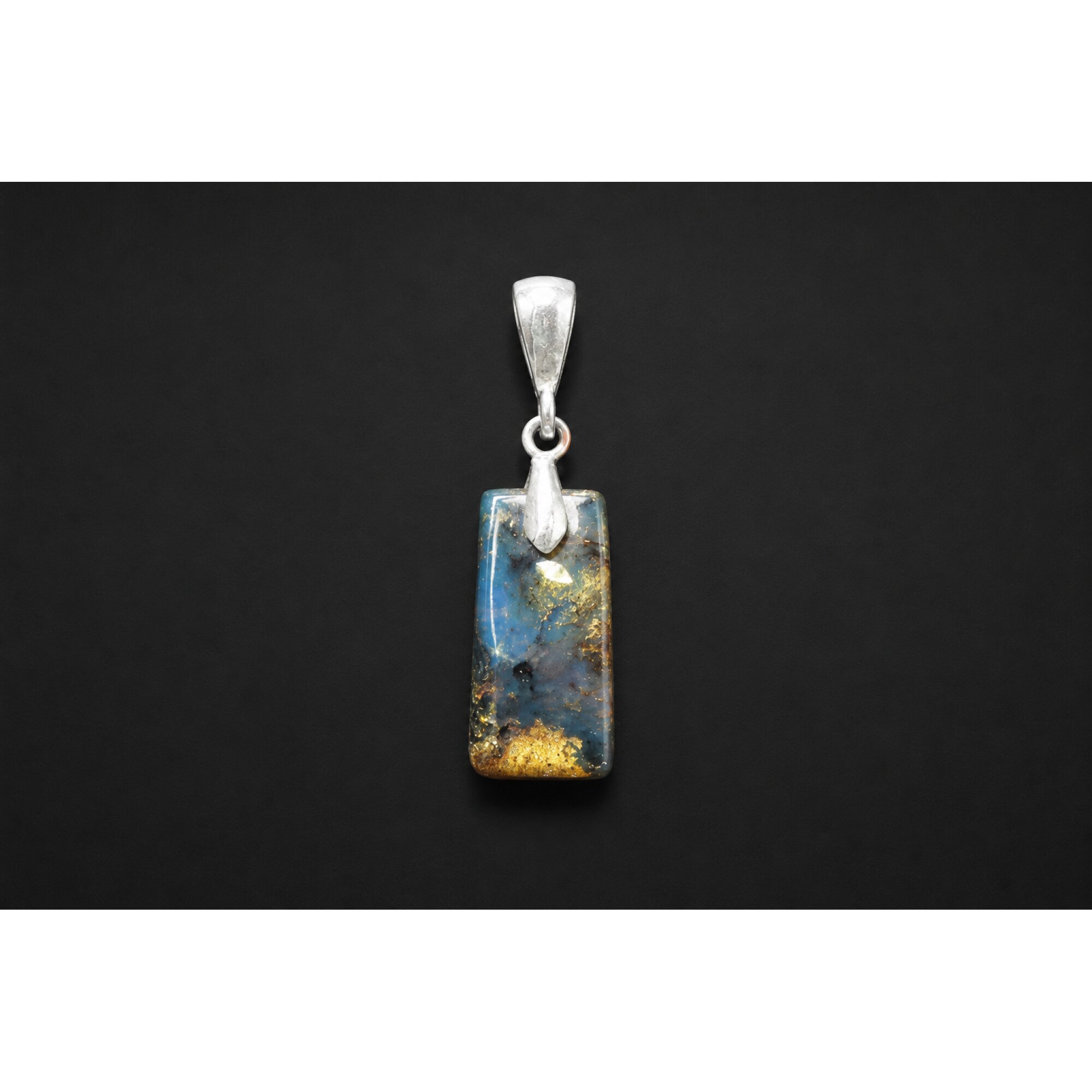 Artisan Made Translucent Deep Blue Dominican Amber 925 Sterling Silver Pendant – photo 2