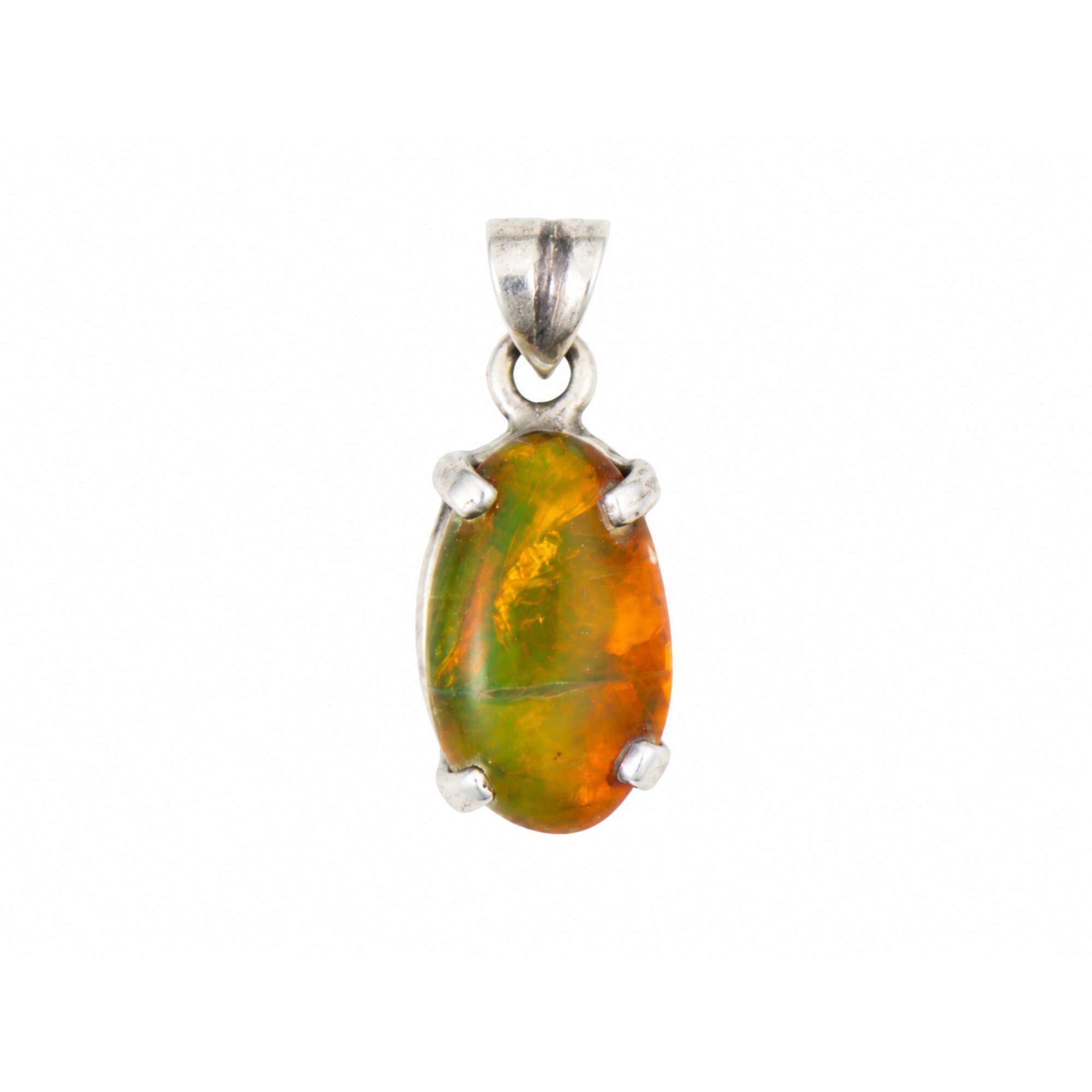 Artisan Crafted Clear Orange Green Dominican Amber 925 Sterling Silver Pendant 30mm – photo 2