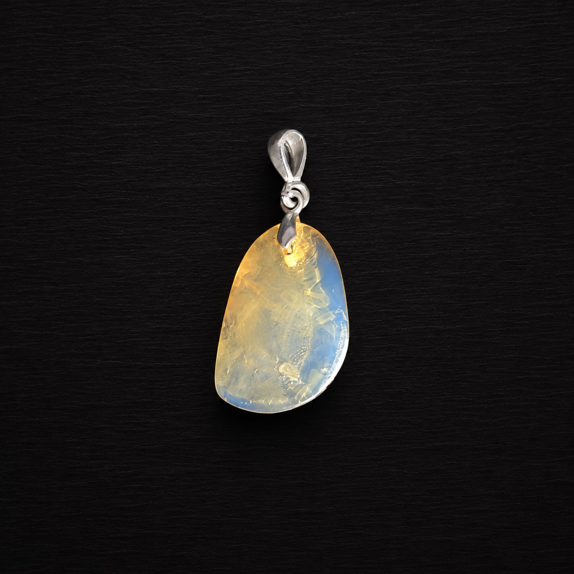 Island Crafted Clear Sky Blue Dominican Amber 925 Sterling Silver Pendant 35mm – photo 5