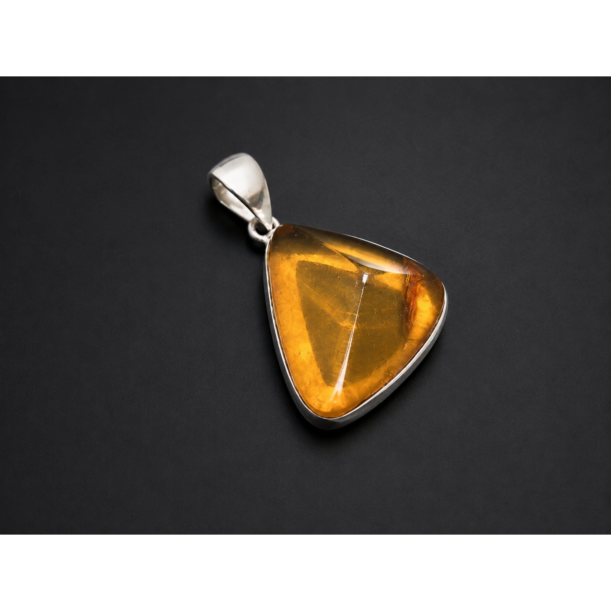 Artisan Made Clear Yellow Orange Dominican Amber 925 Sterling Silver Pendant 31mm – photo 2