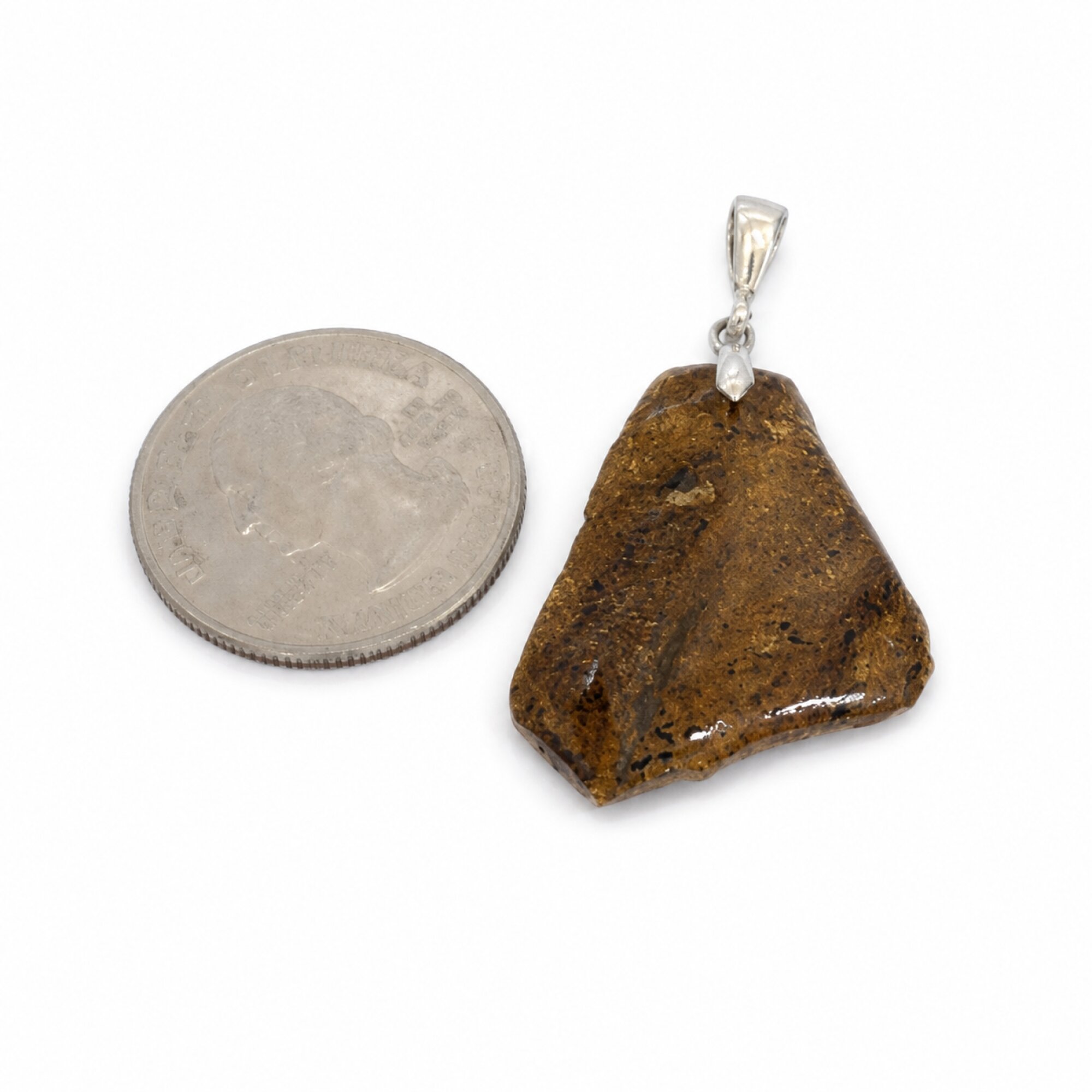 Hand Finished Translucent Rarest Brown Dominican Amber 925 Sterling Silver Pendant 42mm – photo 3