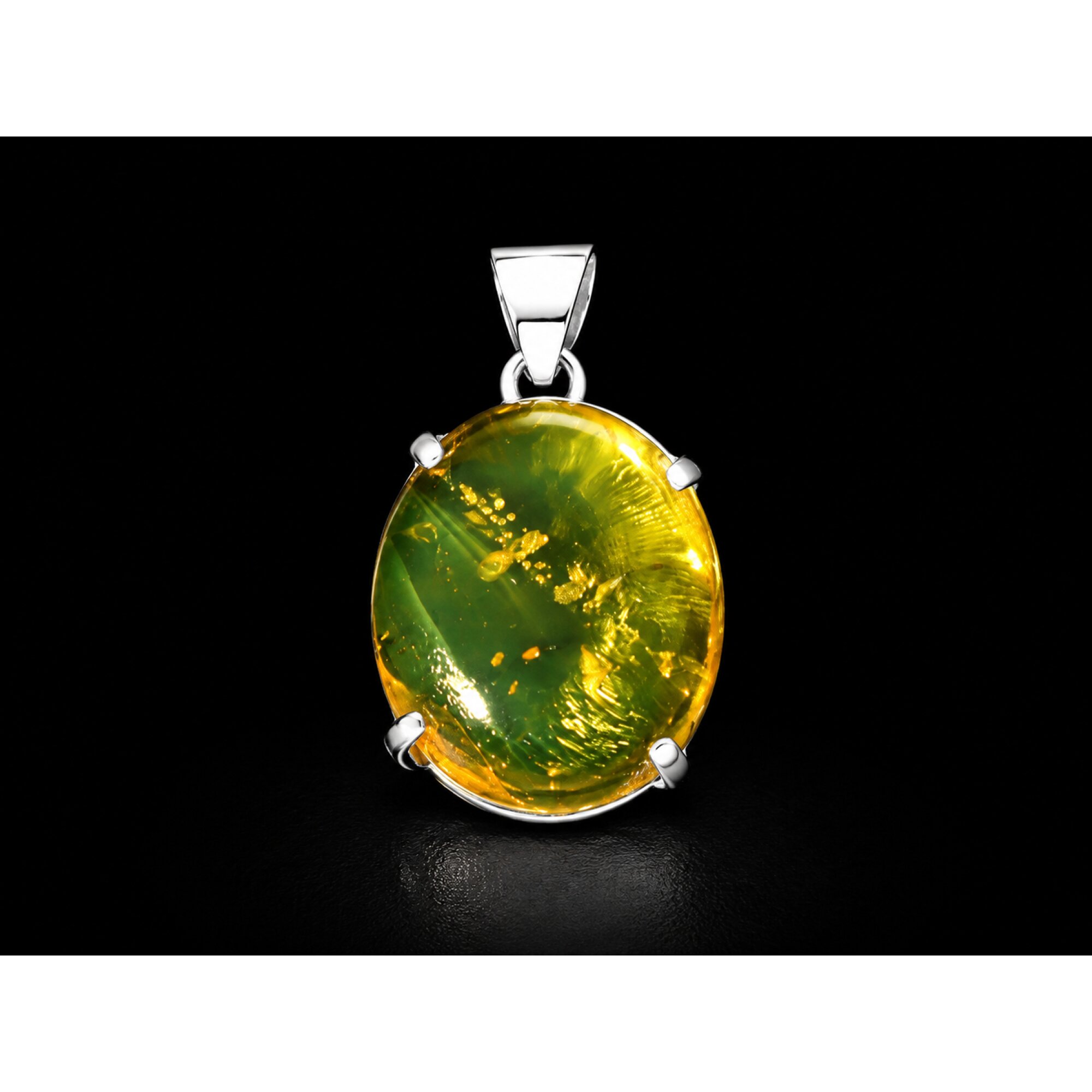 Handmade Clear Wasp Dominican Amber 925 Sterling Silver Fossils 32mm 4.4g – photo 3