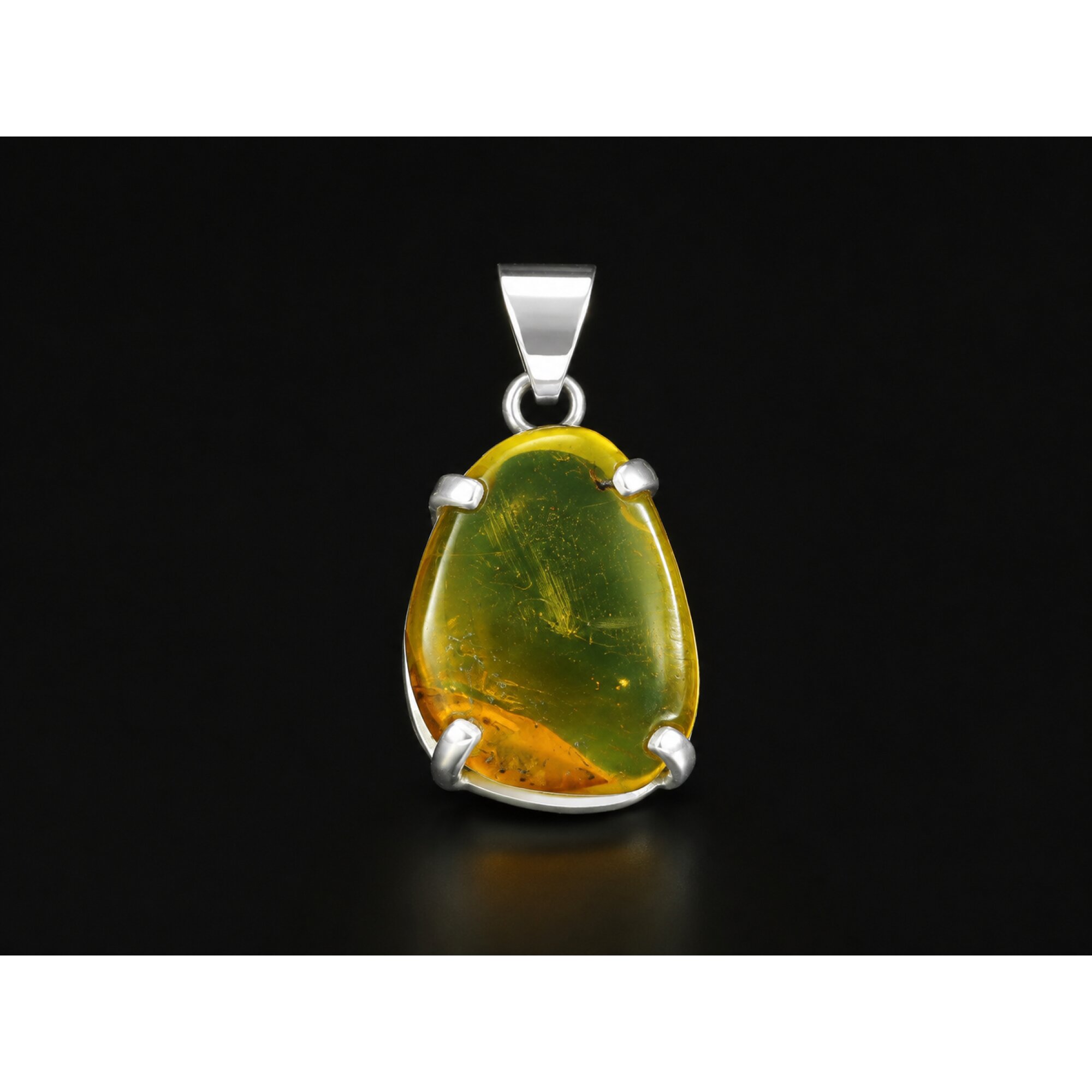 Organic Beauty Clear Small Fly Dominican Amber 925 Sterling Silver Fossil Pendant 35mm – photo 3