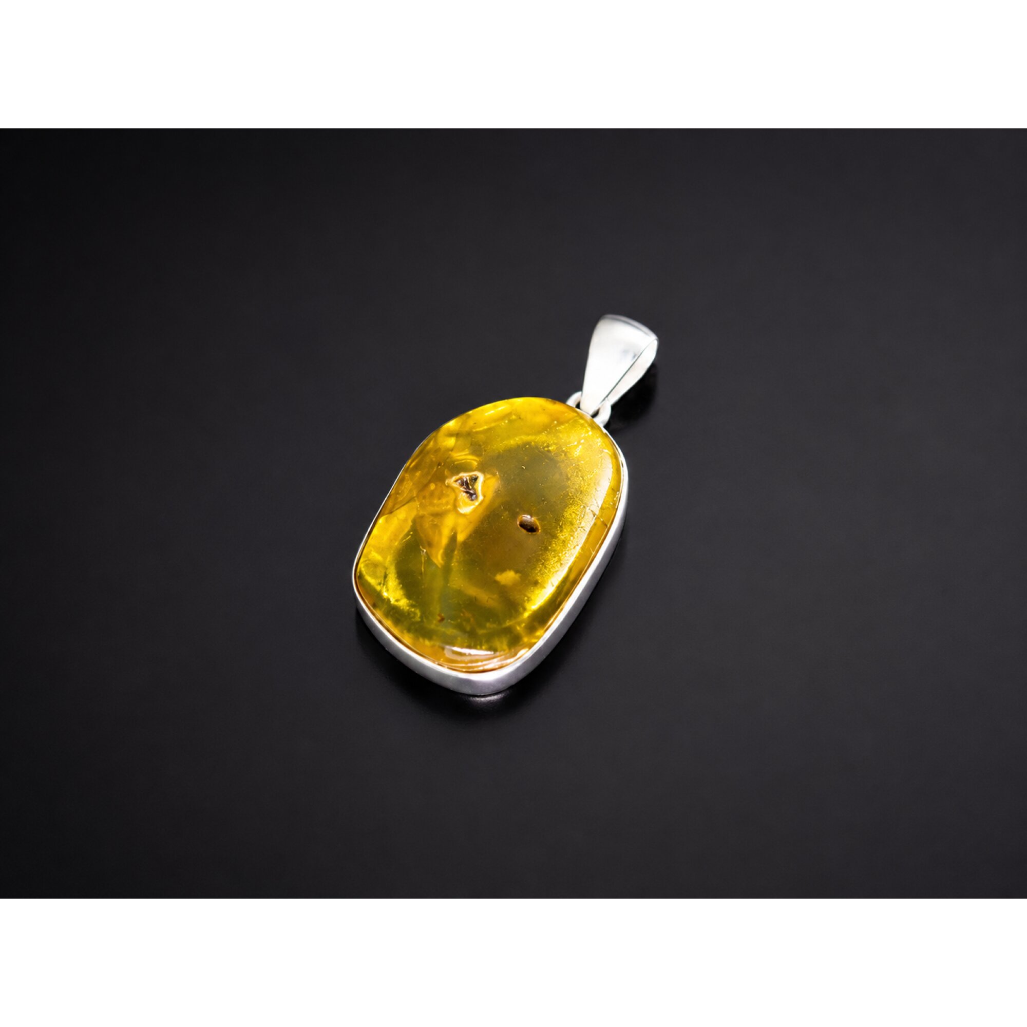Genuine Clear Yellow Green 925 Sterling Silver Pendant 35mm – photo 2