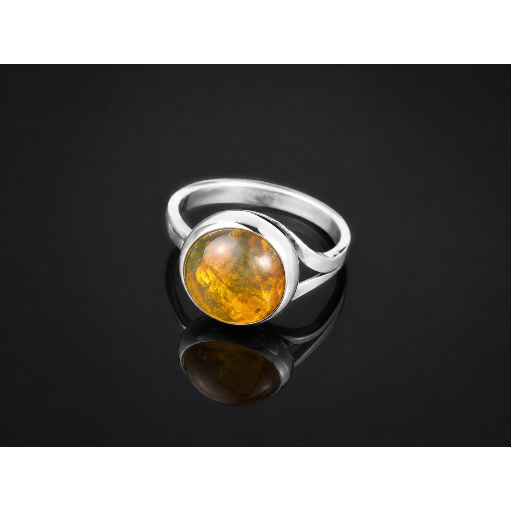 Classic Clear Orange Green Dominican Amber 925 Sterling Silver Ring #6.25 – photo 3