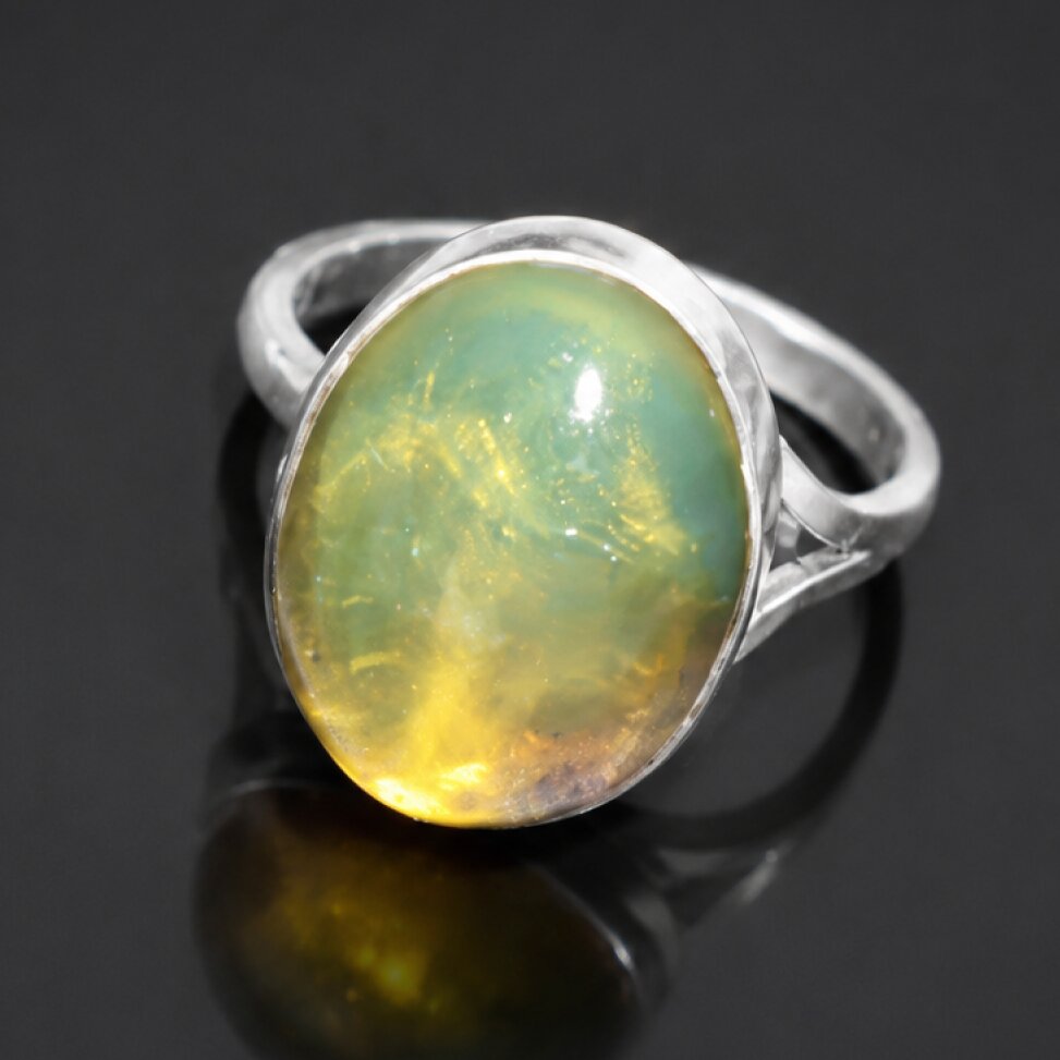 Classic Clear Yellow Green Dominican Amber 925 Sterling Silver Ring #8 – photo 3