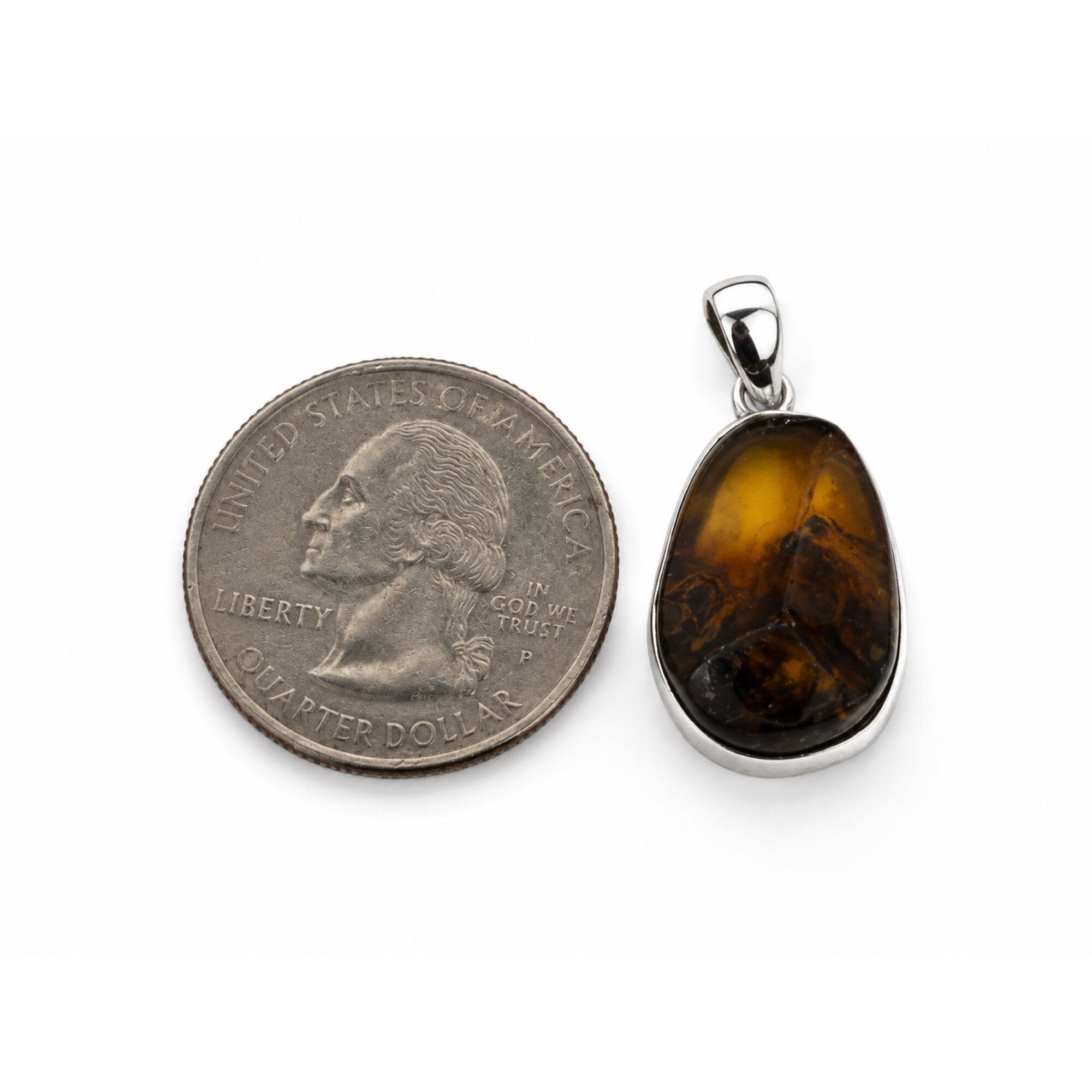 Handmade Translucent Yellow Brown 925 Sterling Silver Dominican Amber Pendant 30 – photo 3