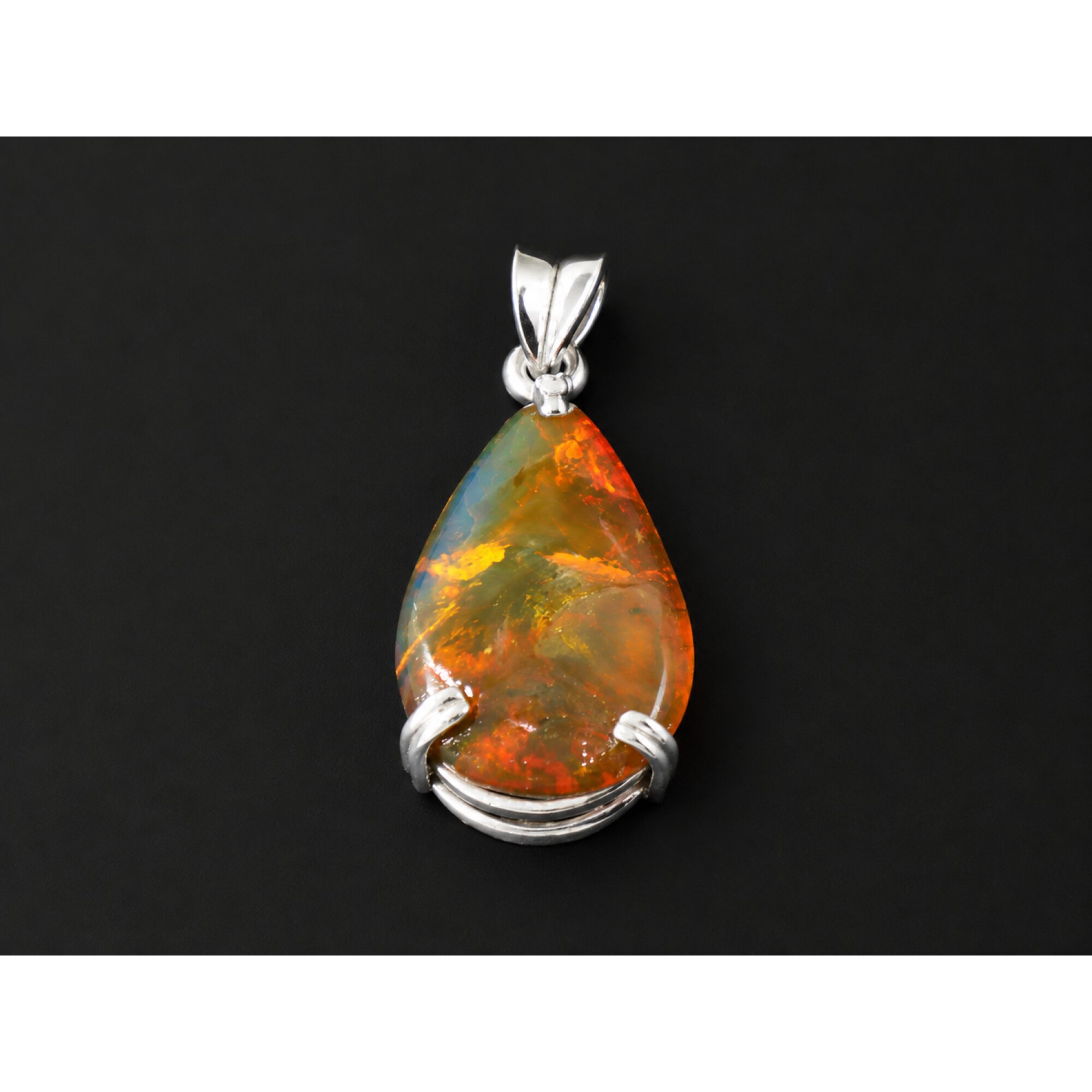 Master Crafted Translucent Orange Blue 925 Sterling Silver Dominican Amber Pendant – photo 2