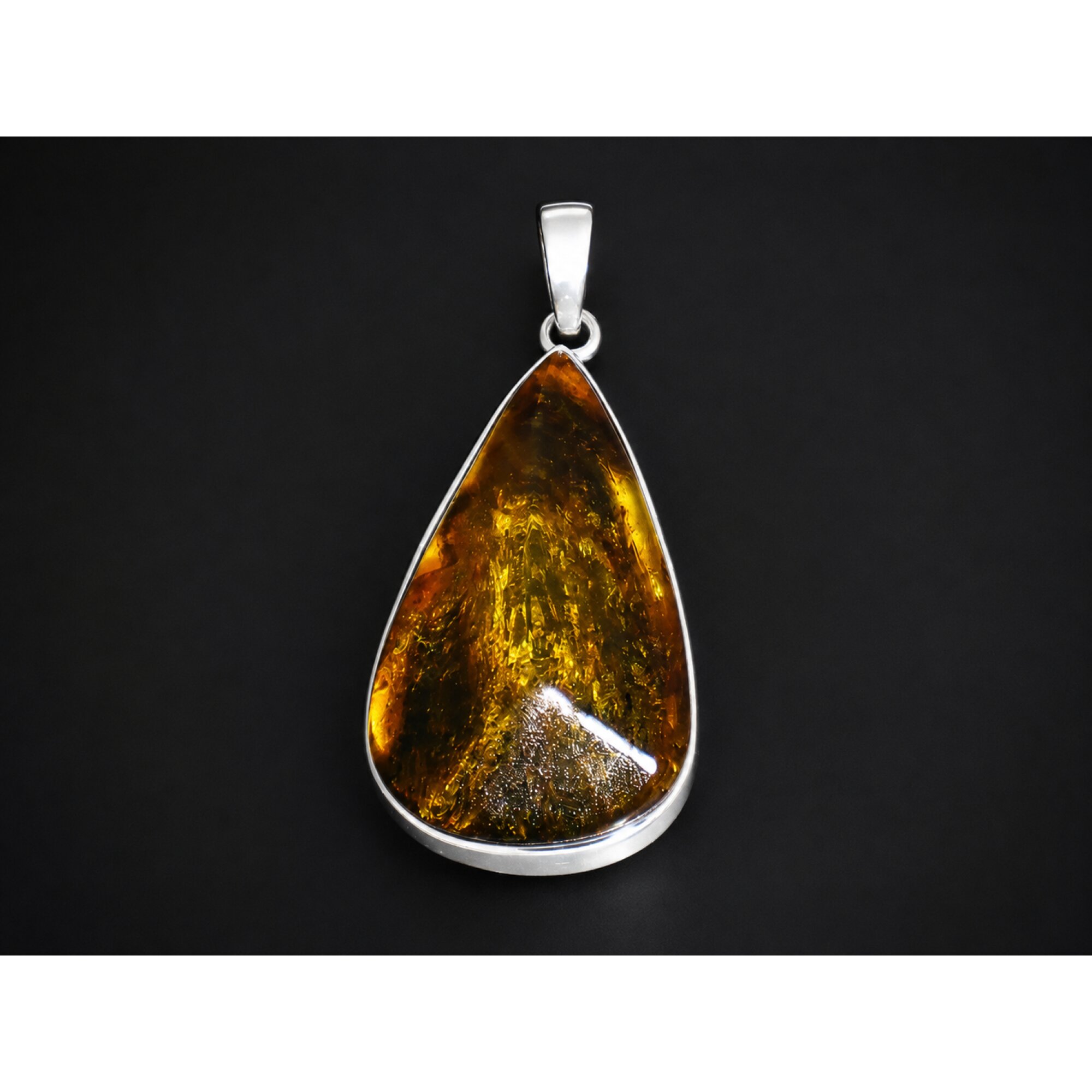 Untreated Translucent Green Brown 925 Sterling Silver Dominican Amber Pendant 40 – photo 3