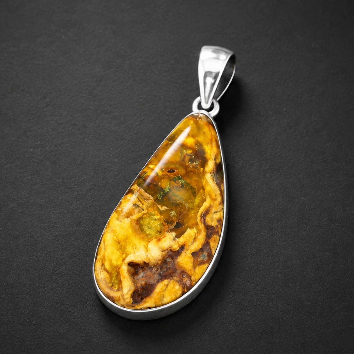 Organic Beauty Translucent Butterscotch 925 Sterling Silver Dominican Amber Pendant